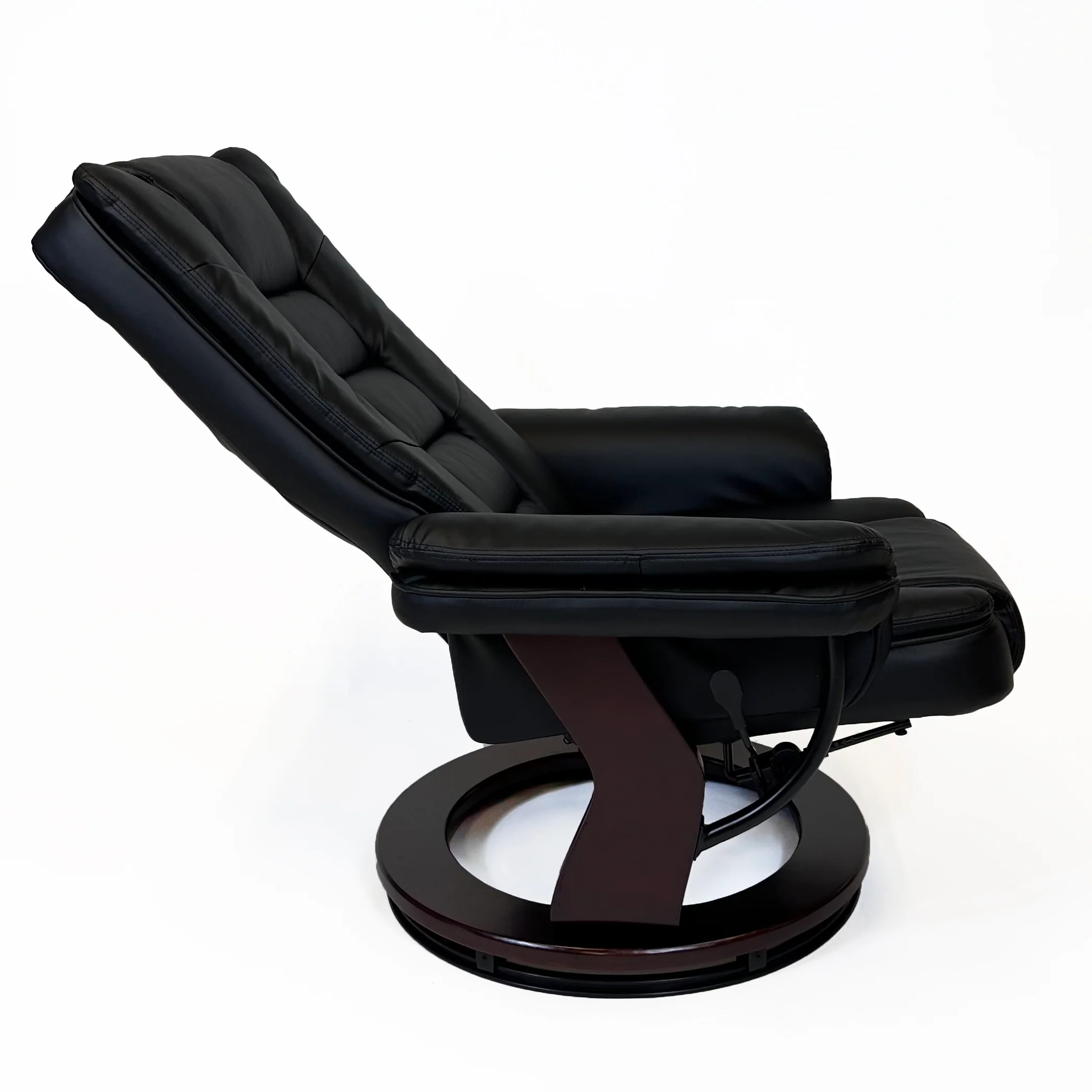 Charlton Swivel Recliner & Footstool | Black - Image 4