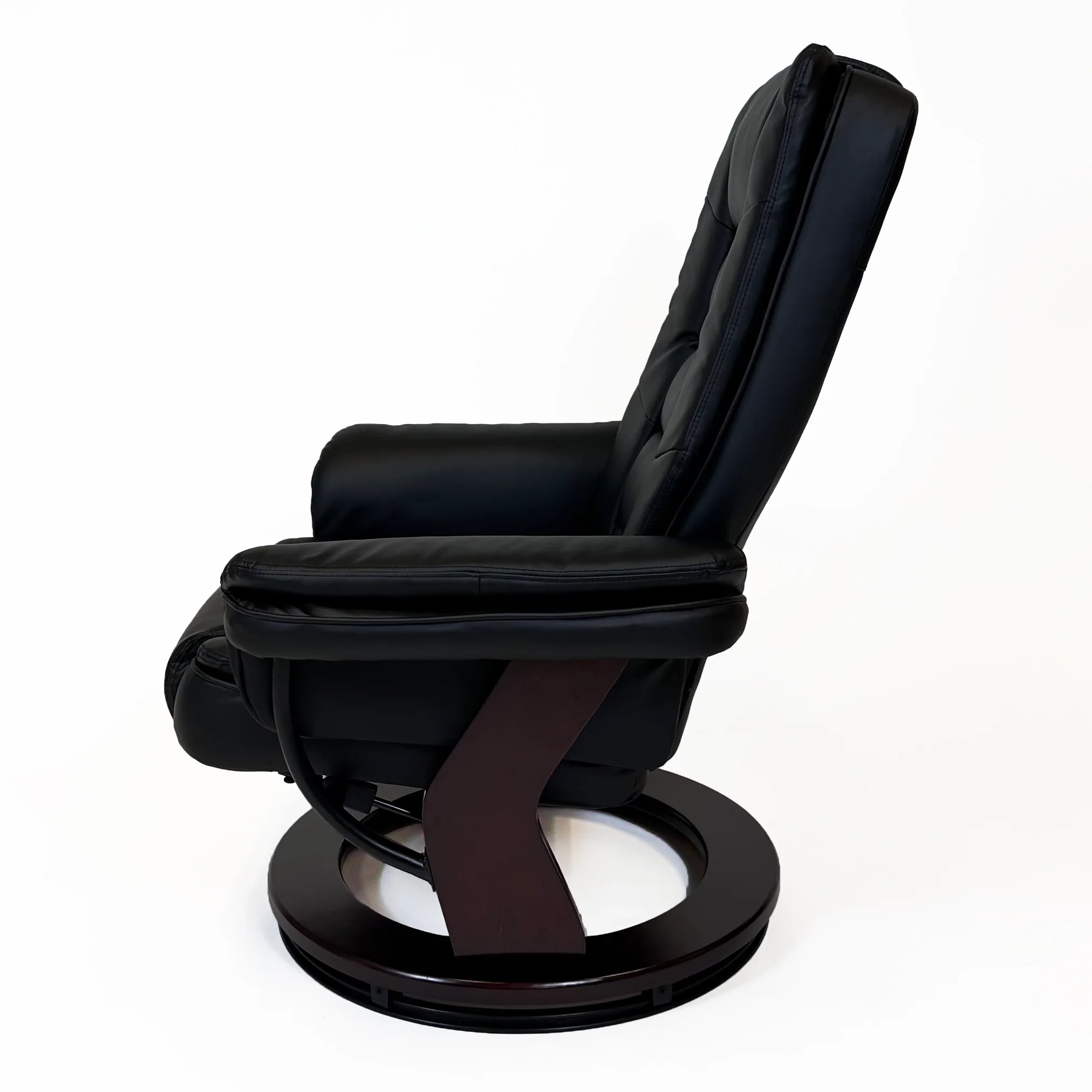 Charlton Swivel Recliner & Footstool | Black - Image 5