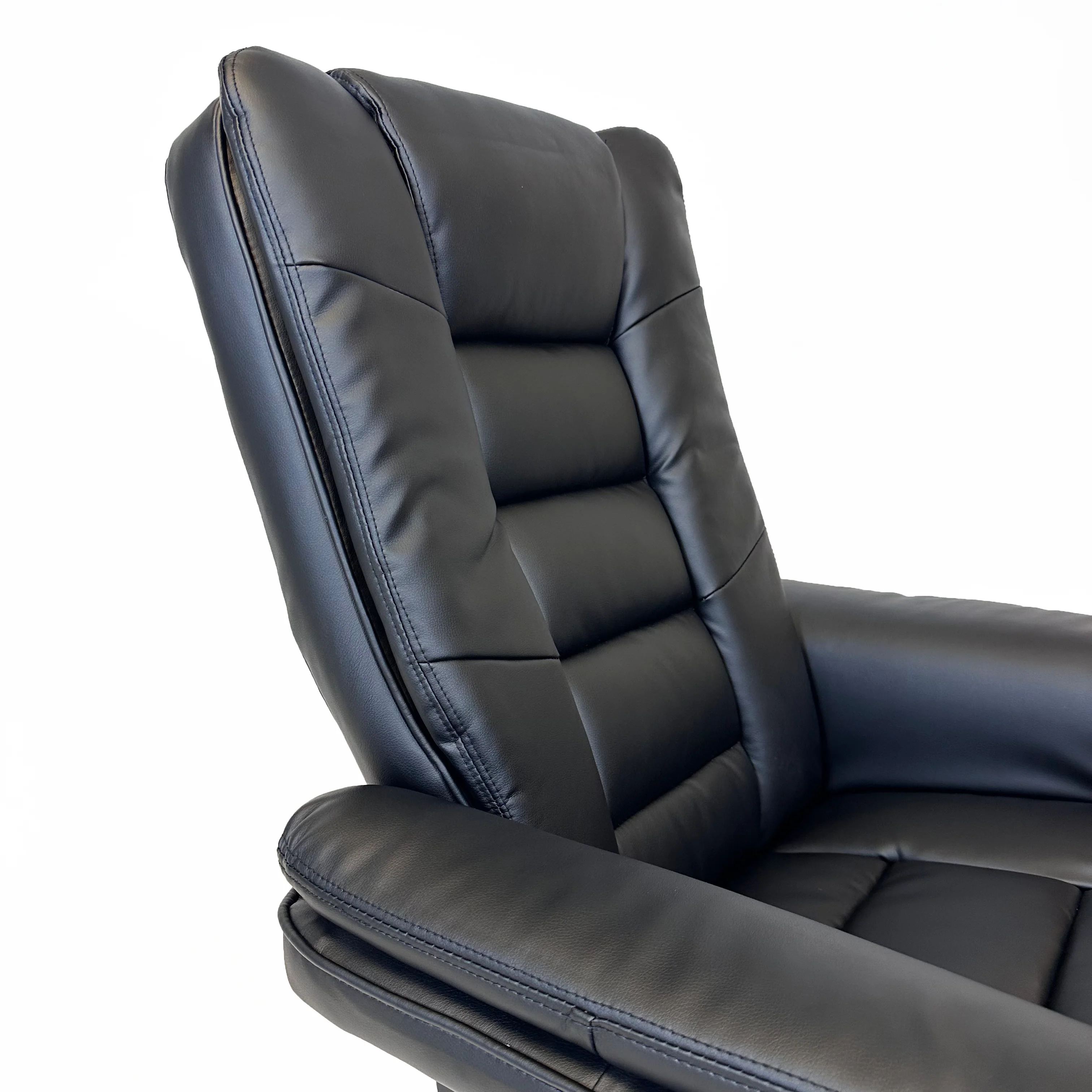 Charlton Swivel Recliner & Footstool | Black - Image 8