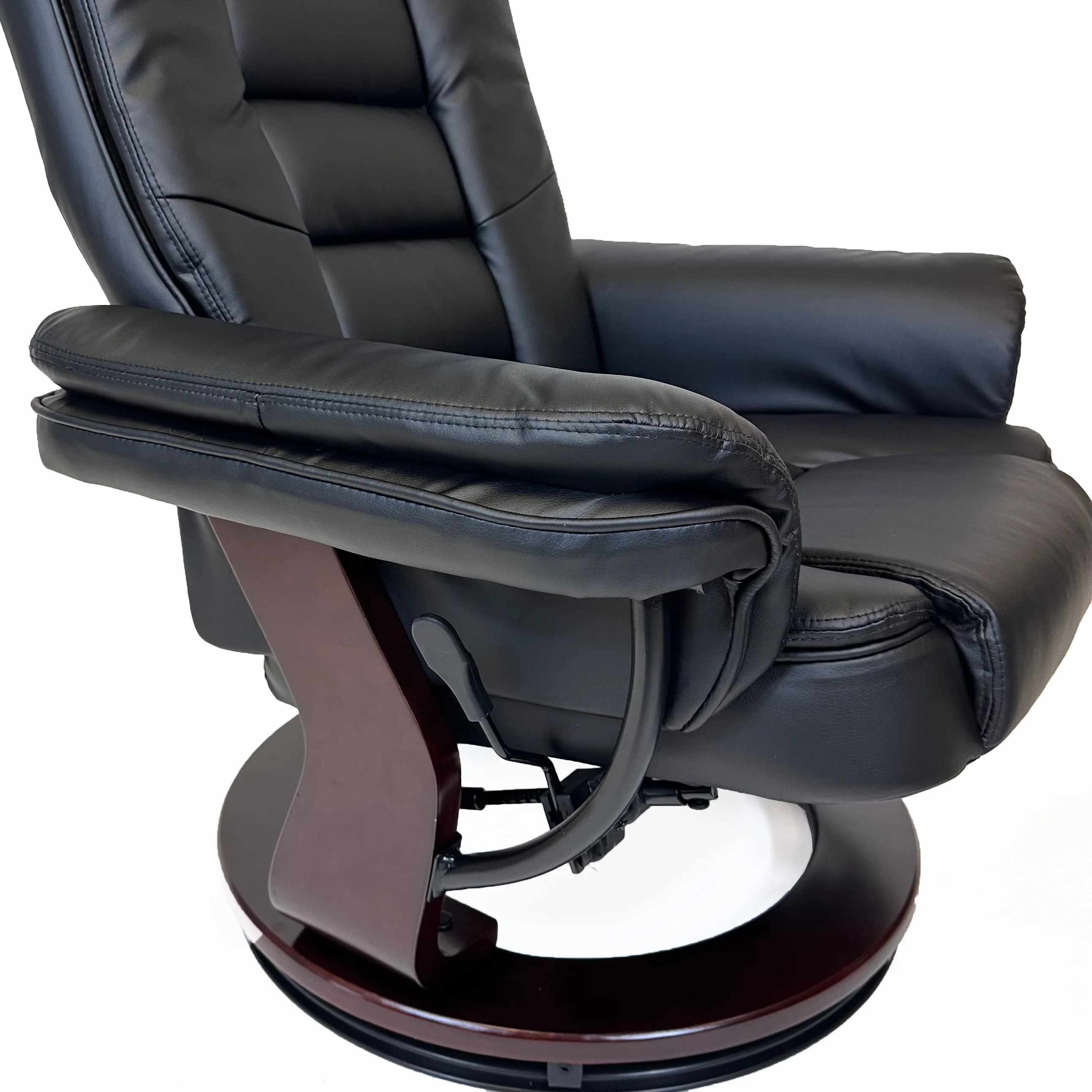 Charlton Swivel Recliner & Footstool | Black - Image 9