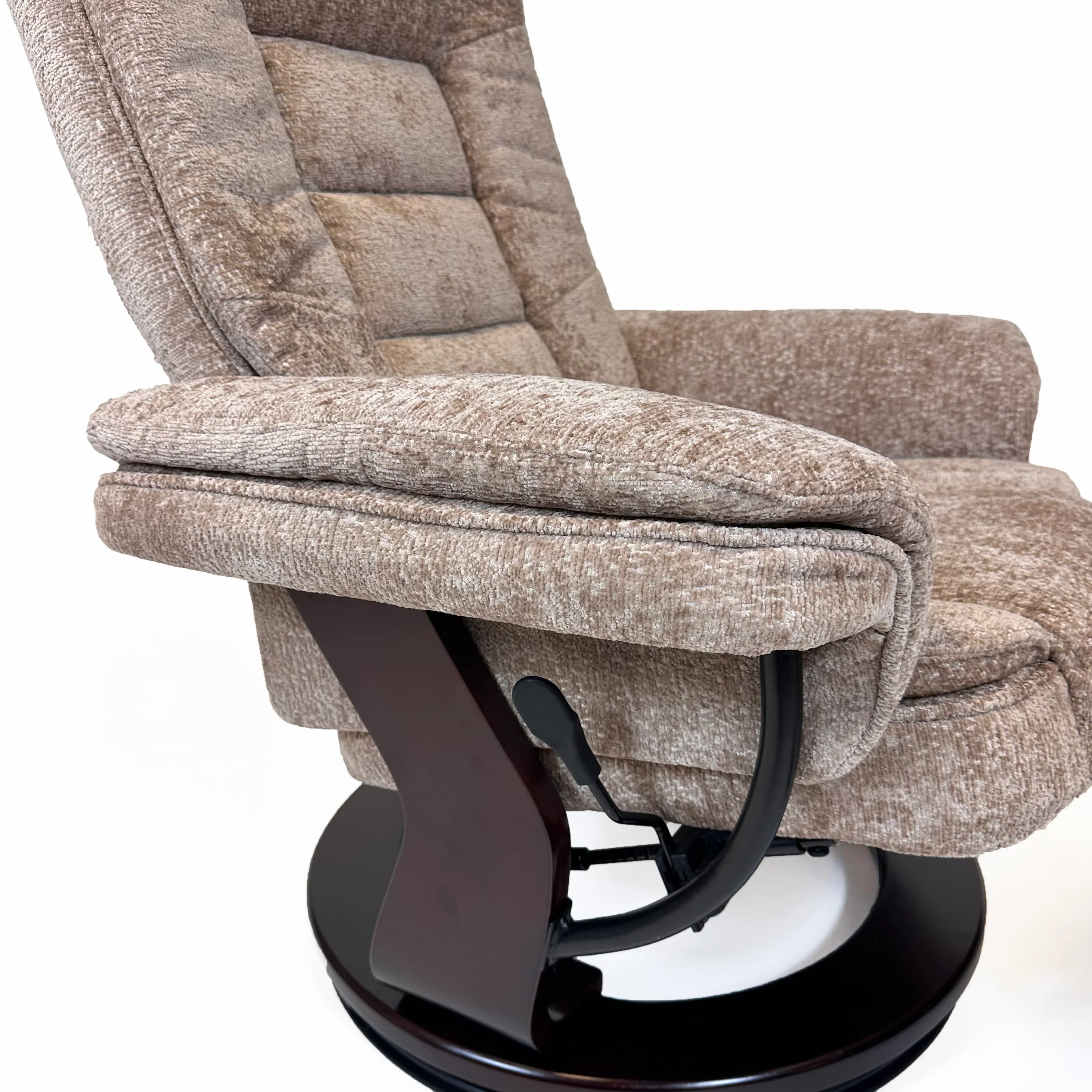 Charlton Swivel Recliner & Footstool | Khaki - Image 10