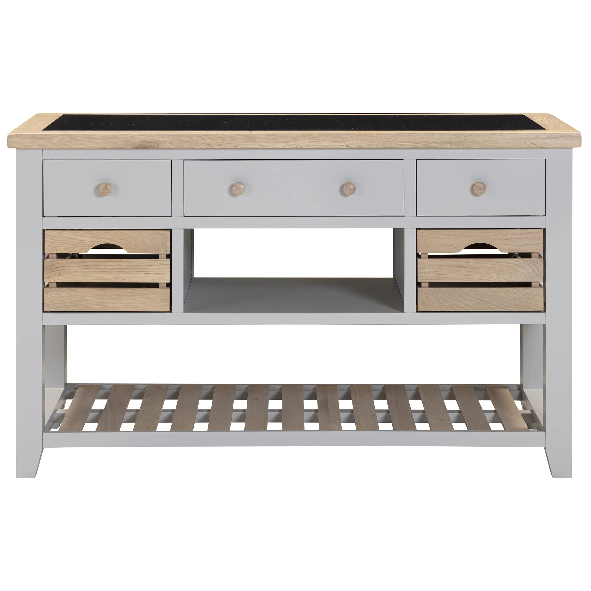 Chester Dove Grey Large Kitchen Island with Black Granite Top - Image 3