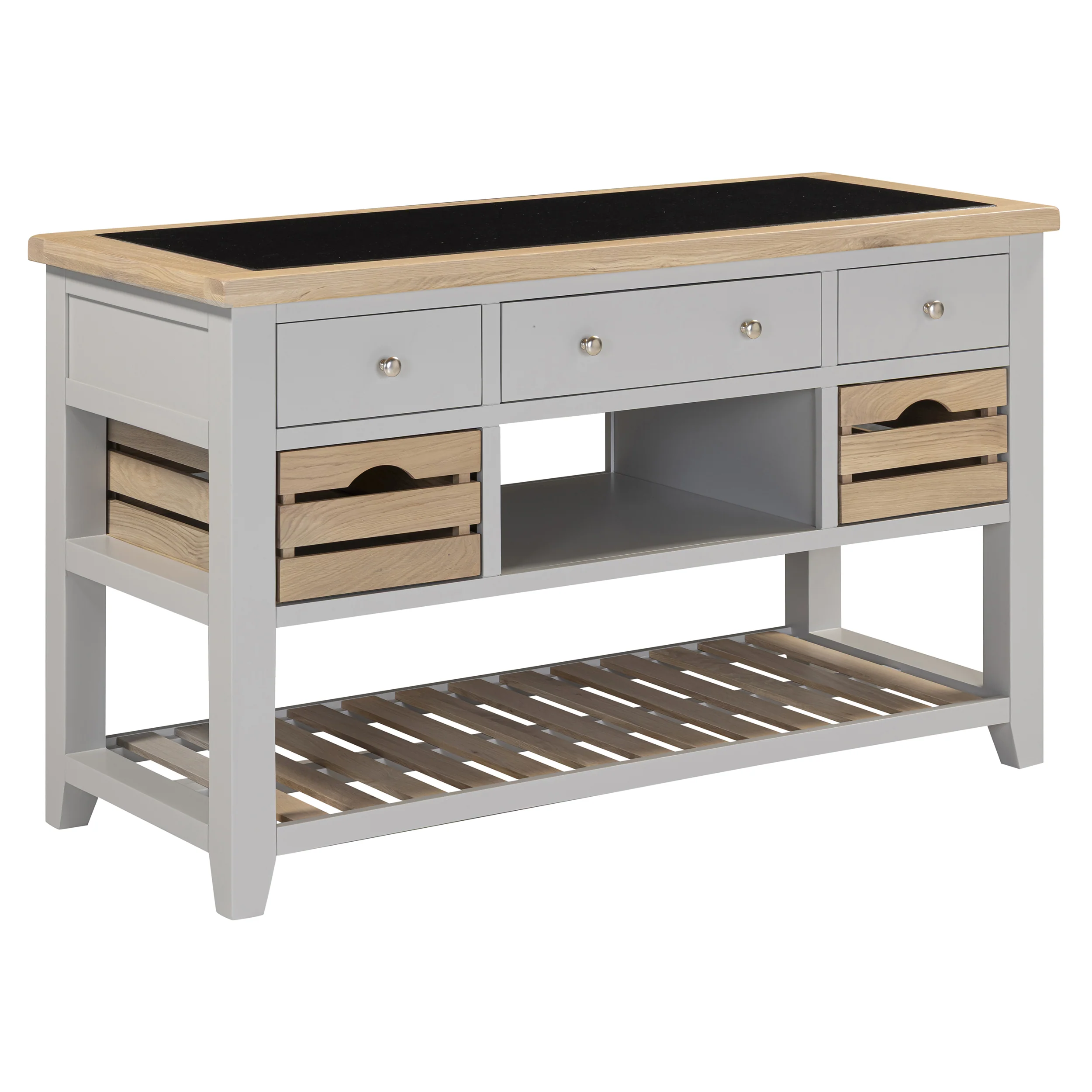 Chester Dove Grey Large Kitchen Island with Black Granite Top - Image 5