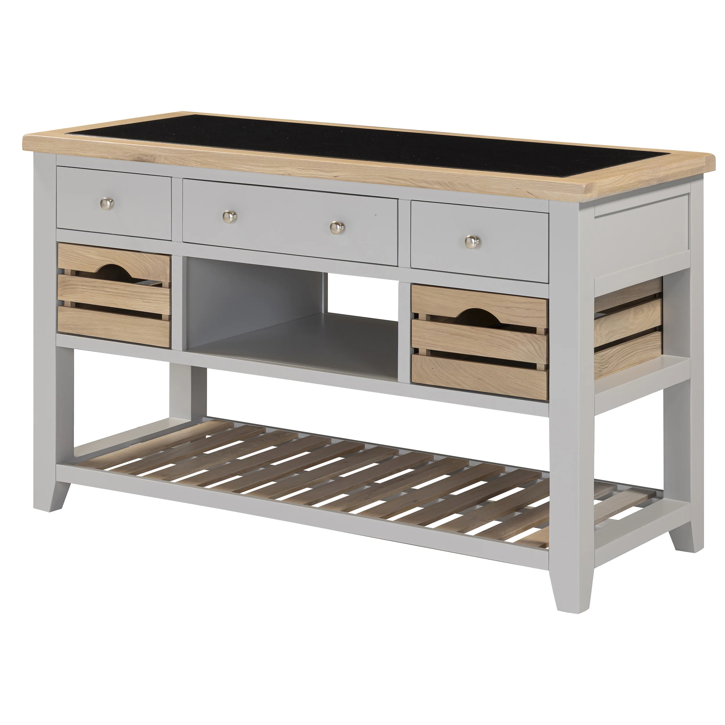Chester Dove Grey Large Kitchen Island with Black Granite Top - Image 6