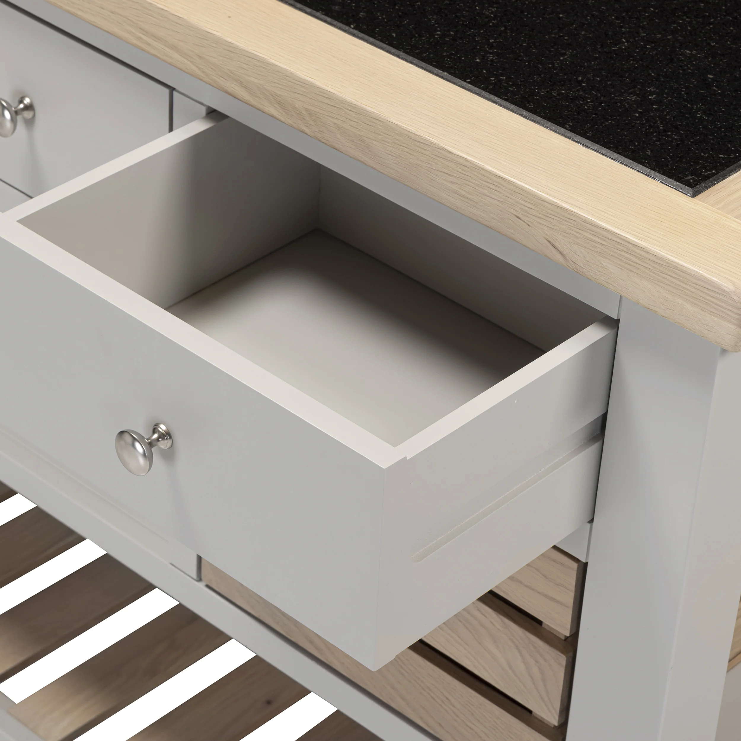 Chester Dove Grey Large Kitchen Island with Black Granite Top - Image 8