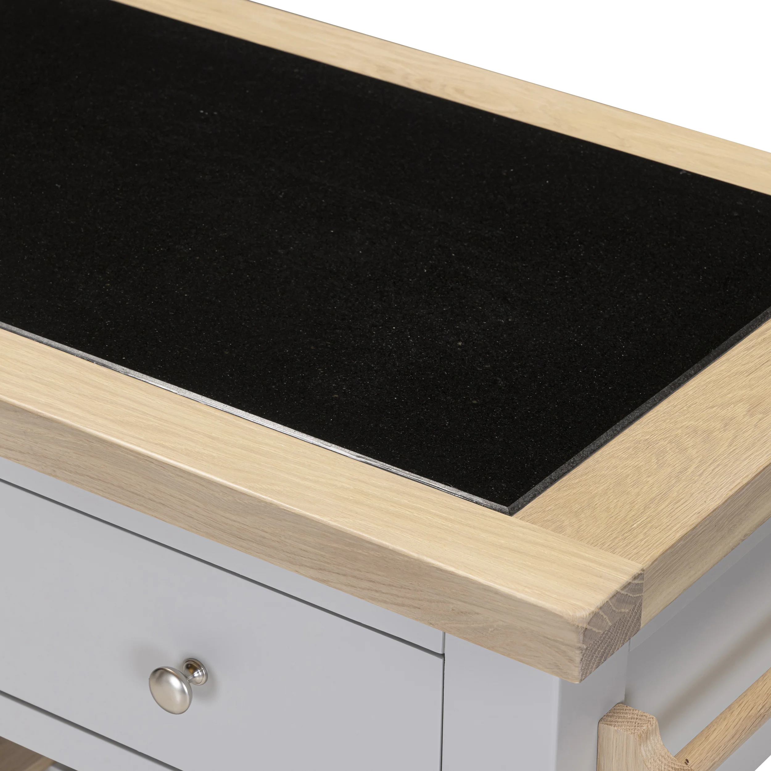 Chester Dove Grey Small Kitchen Island with Black Granite Top - Image 7