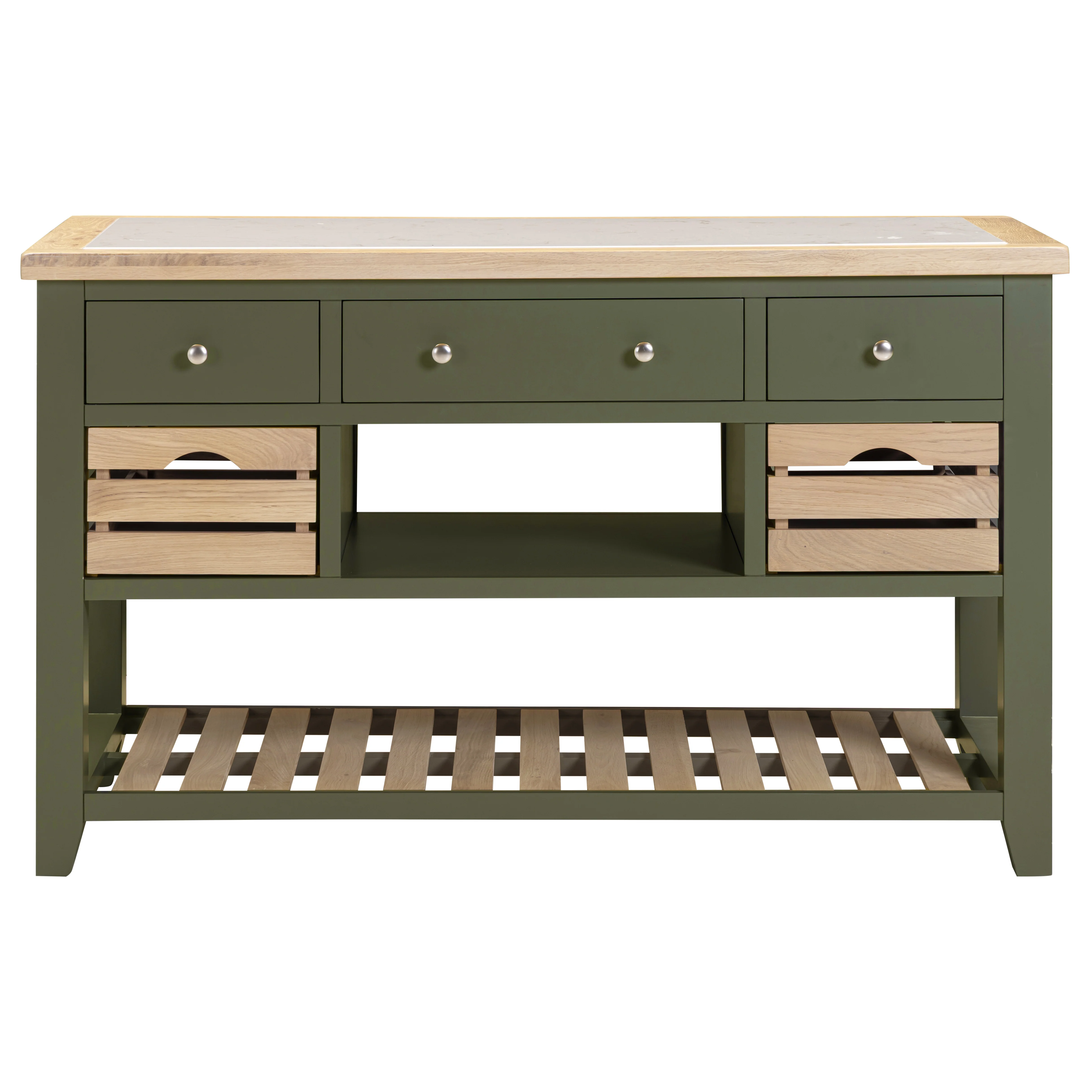 Chester Forest Green Large Kitchen Island with White Top - Image 3