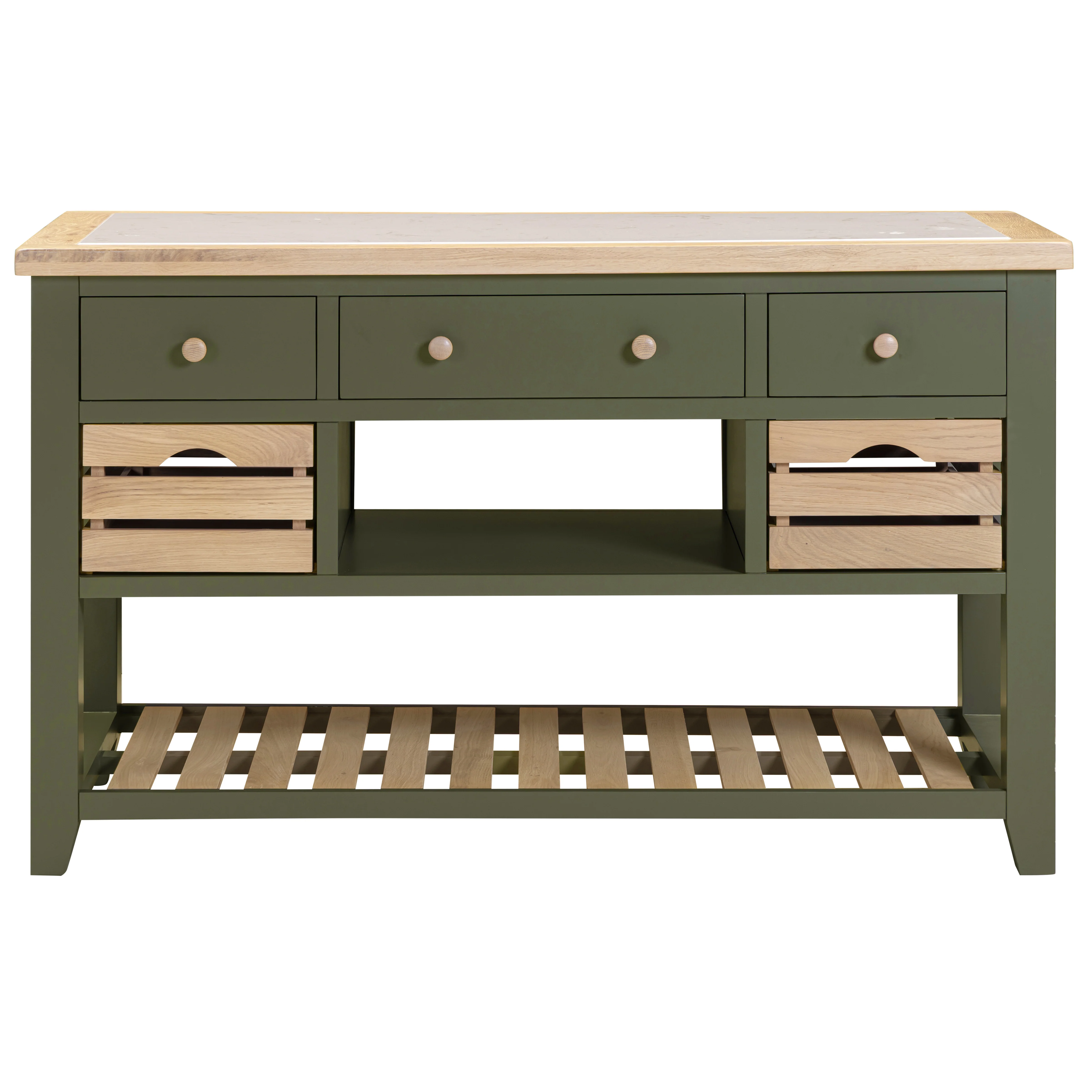 Chester Forest Green Large Kitchen Island with White Top - Image 4