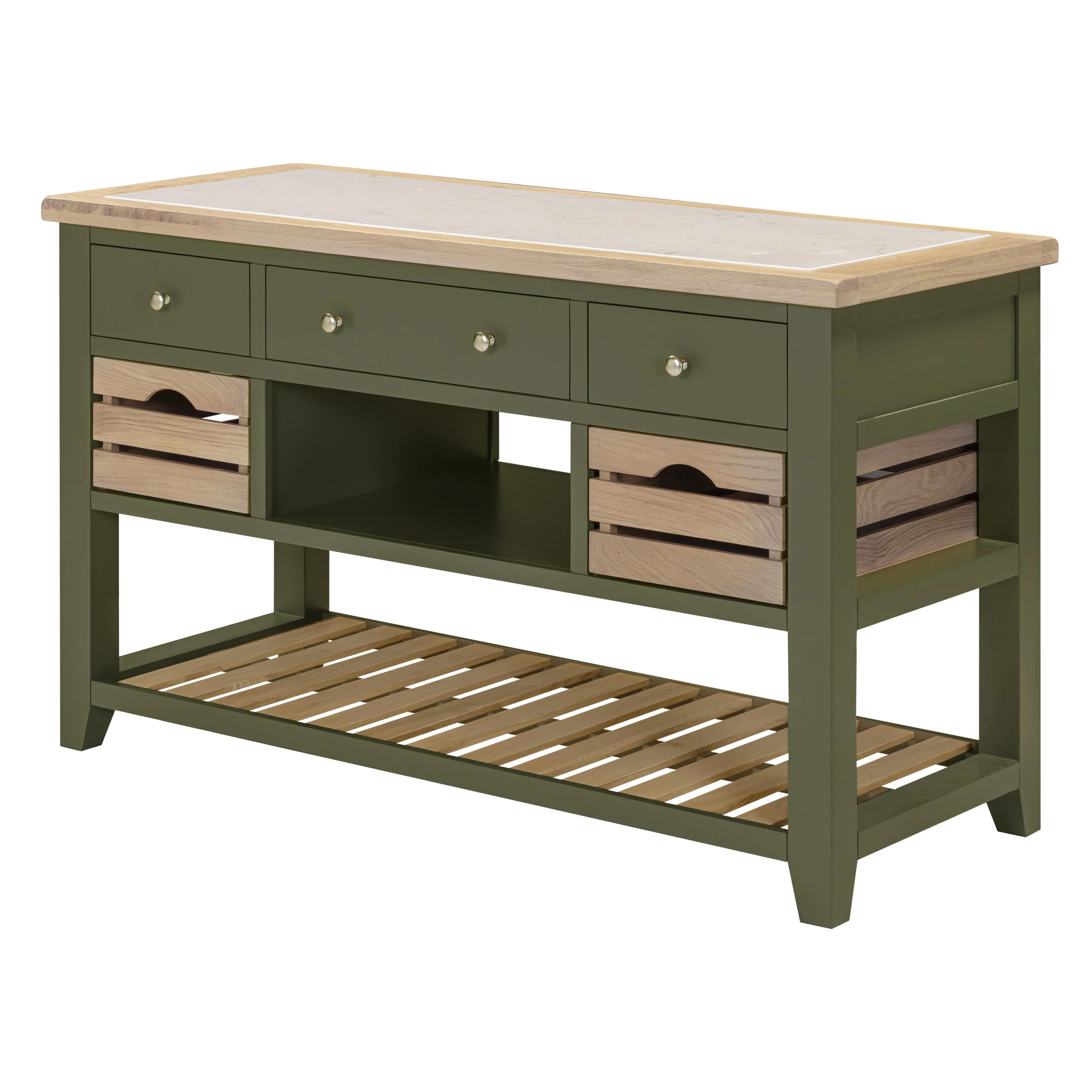 Chester Forest Green Large Kitchen Island with White Top - Image 5