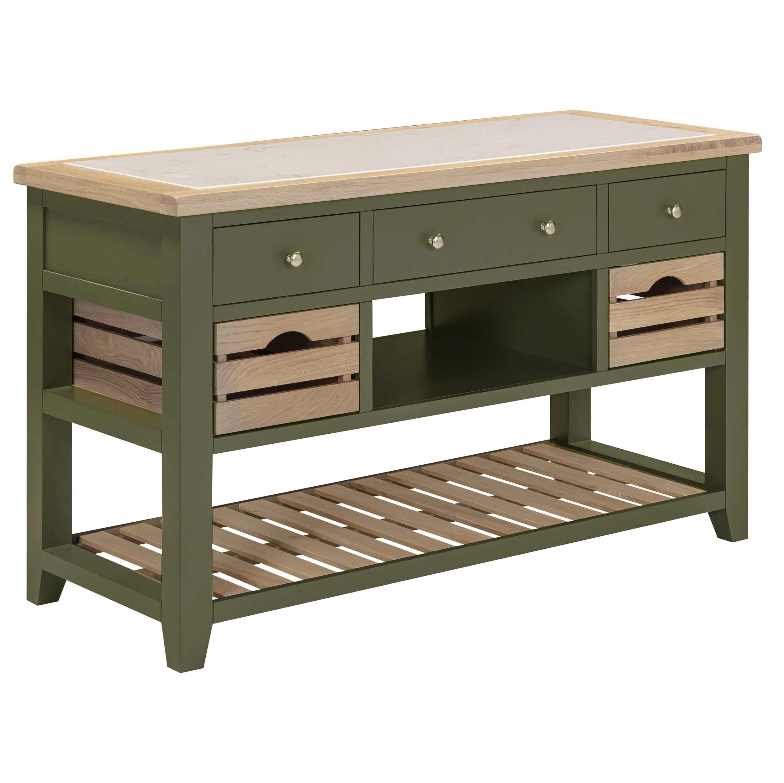 Chester Forest Green Large Kitchen Island with White Top - Image 6