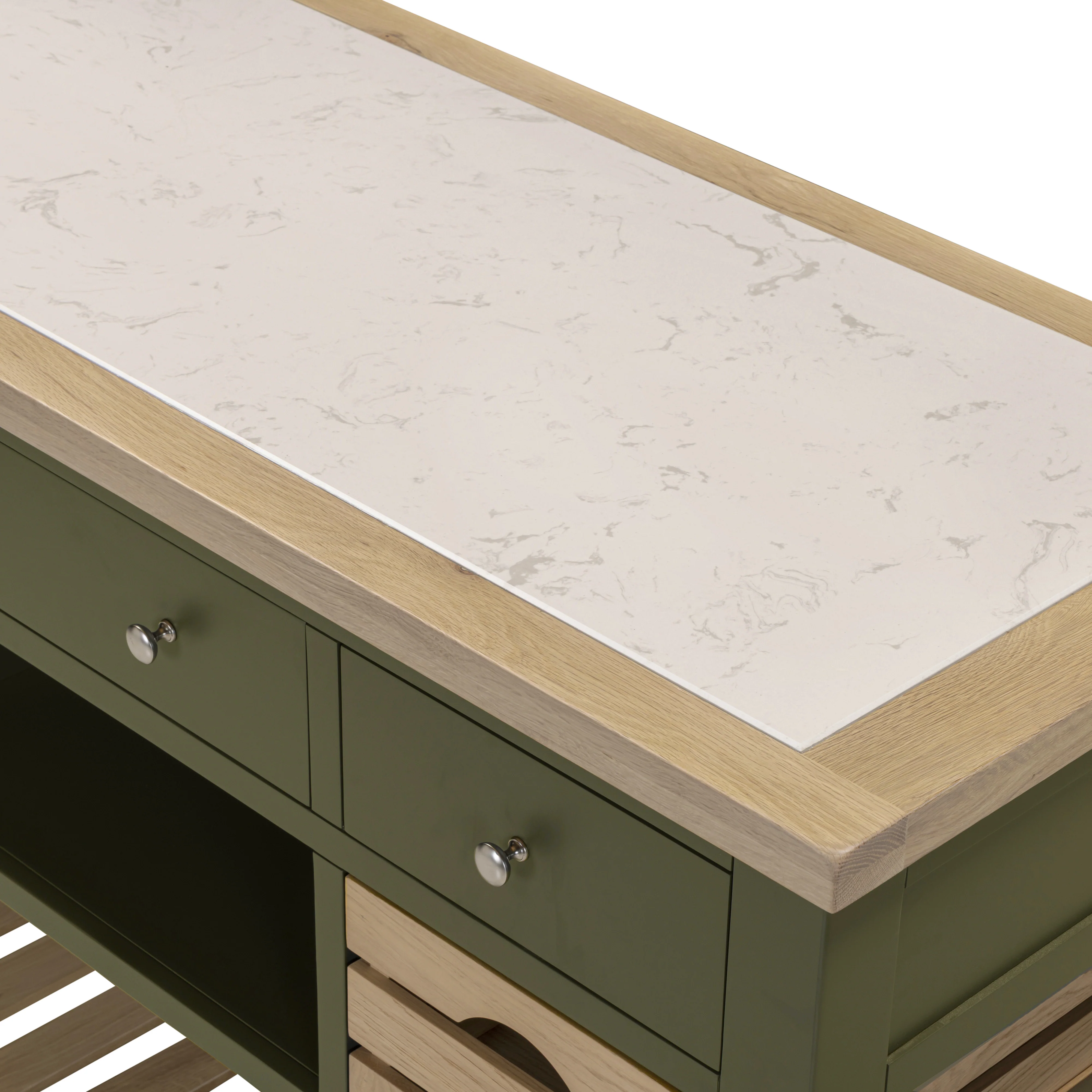 Chester Forest Green Large Kitchen Island with White Top - Image 7