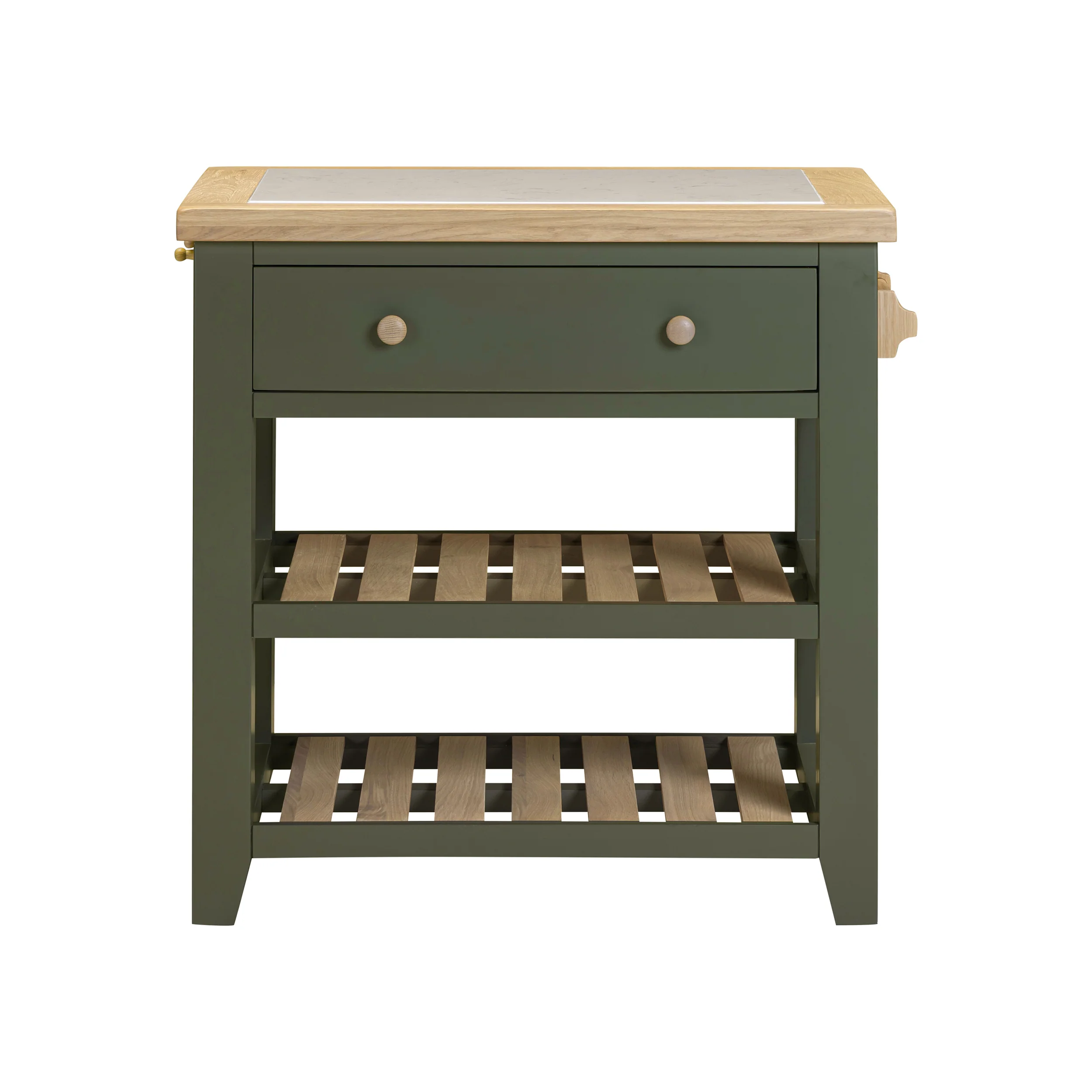Chester Forest Green Small Kitchen Island with White Top - Image 3