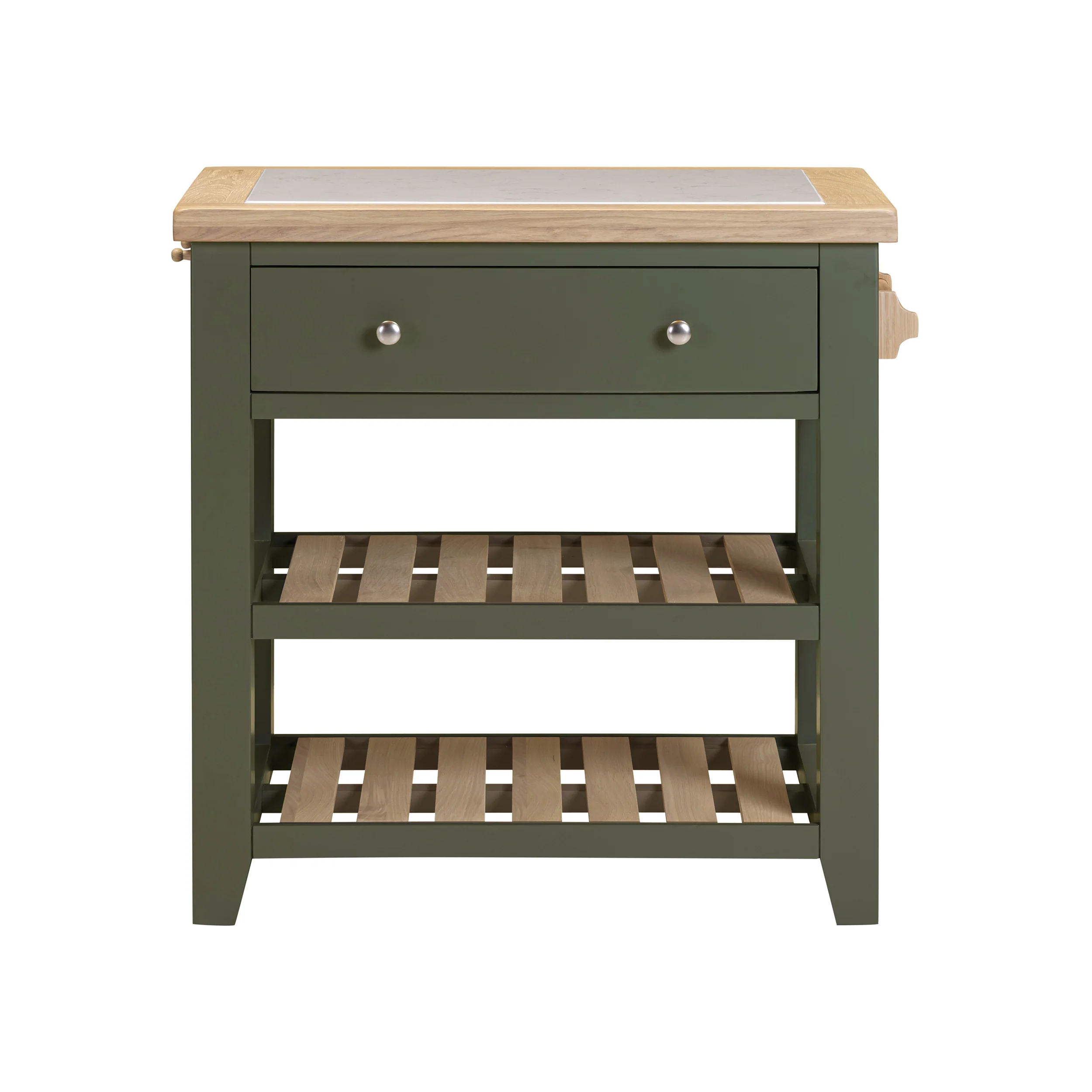 Chester Forest Green Small Kitchen Island with White Top - Image 4