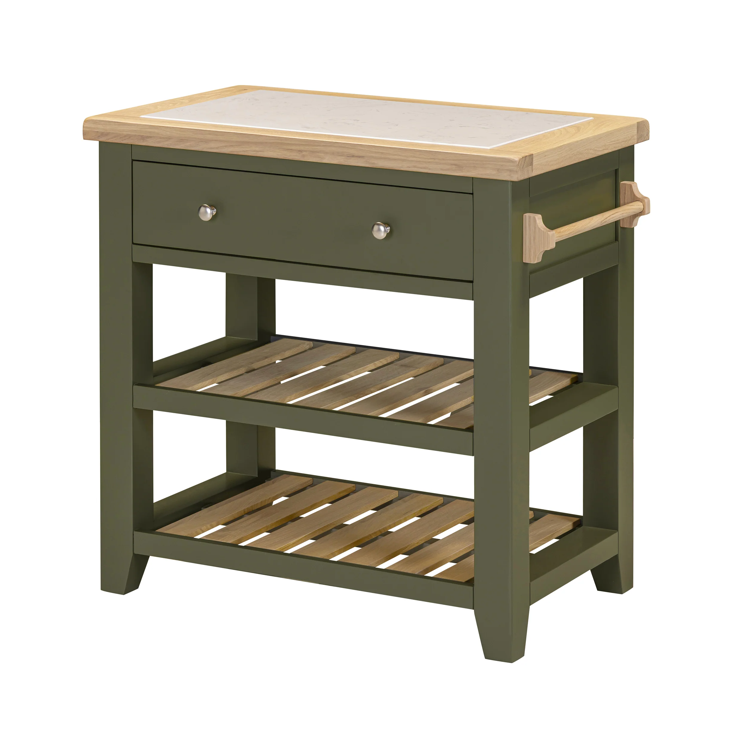 Chester Forest Green Small Kitchen Island with White Top - Image 5