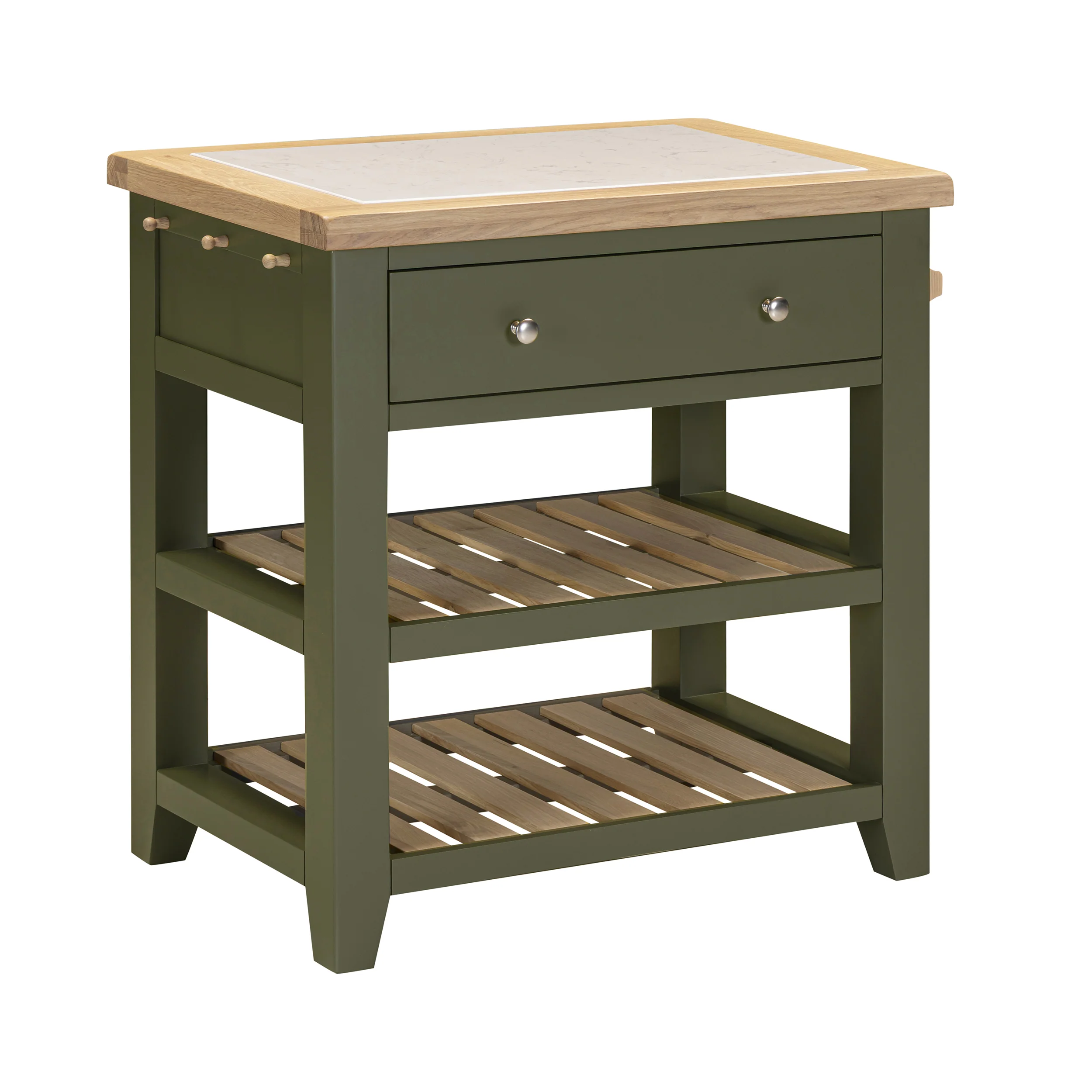 Chester Forest Green Small Kitchen Island with White Top - Image 6