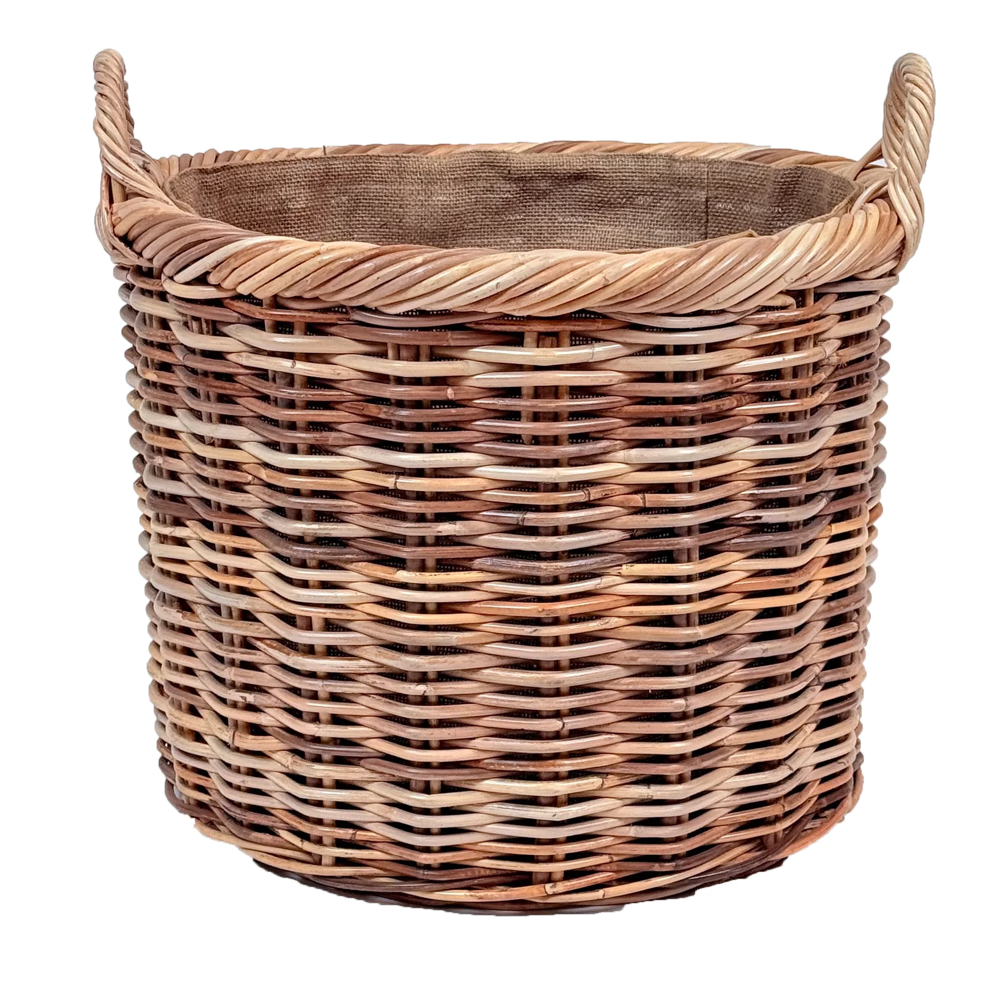 Chunky Weave Rattan Round Log Basket | Large - Image 2
