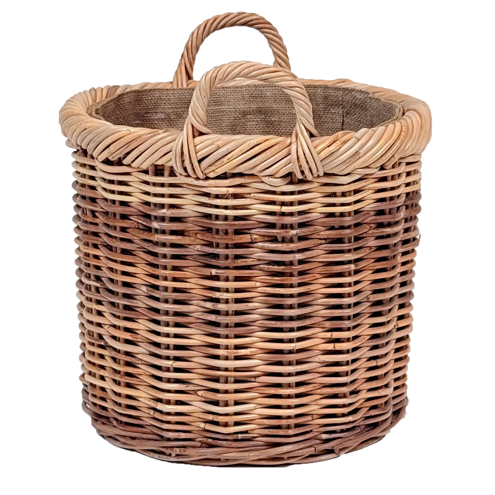 Chunky Weave Rattan Round Log Basket | Medium - Image 3