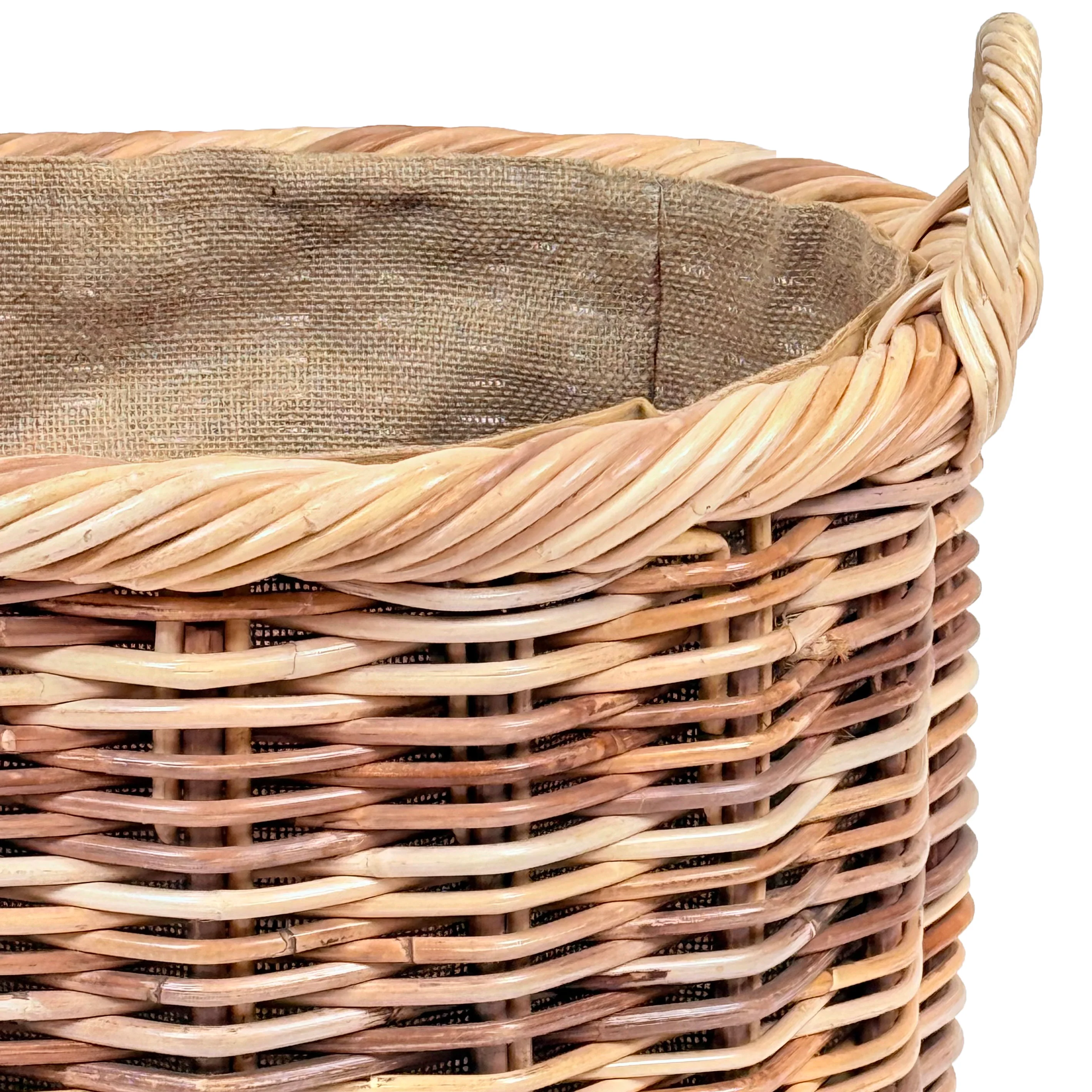 Chunky Weave Rattan Round Log Basket | Medium - Image 4