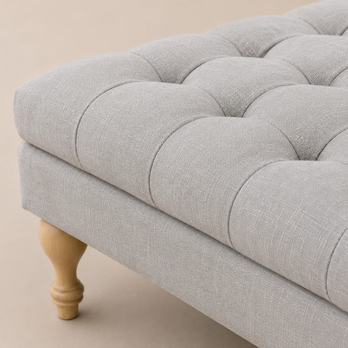 Clover Buttoned Ottoman Coffee Table | Grey - Image 4