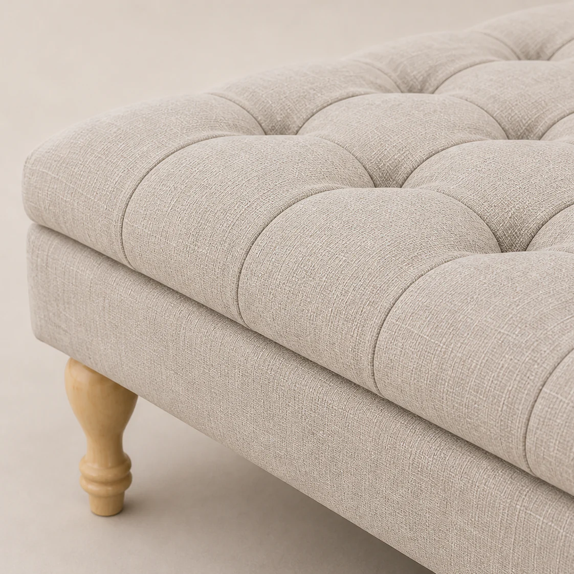 Clover Buttoned Ottoman Coffee Table | Putty - Image 4