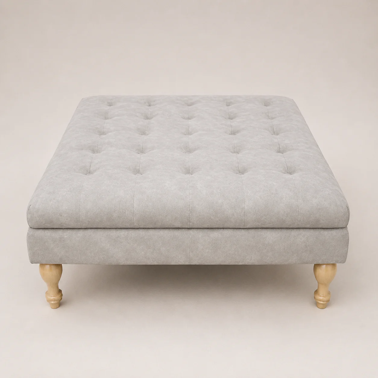 Clover Buttoned Ottoman Coffee Table | Vintage Mink - Image 3