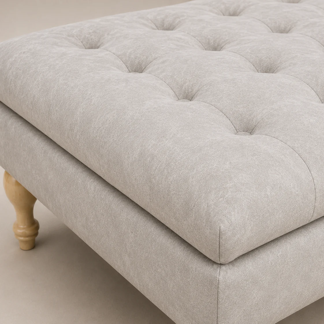 Clover Buttoned Ottoman Coffee Table | Vintage Mink - Image 4