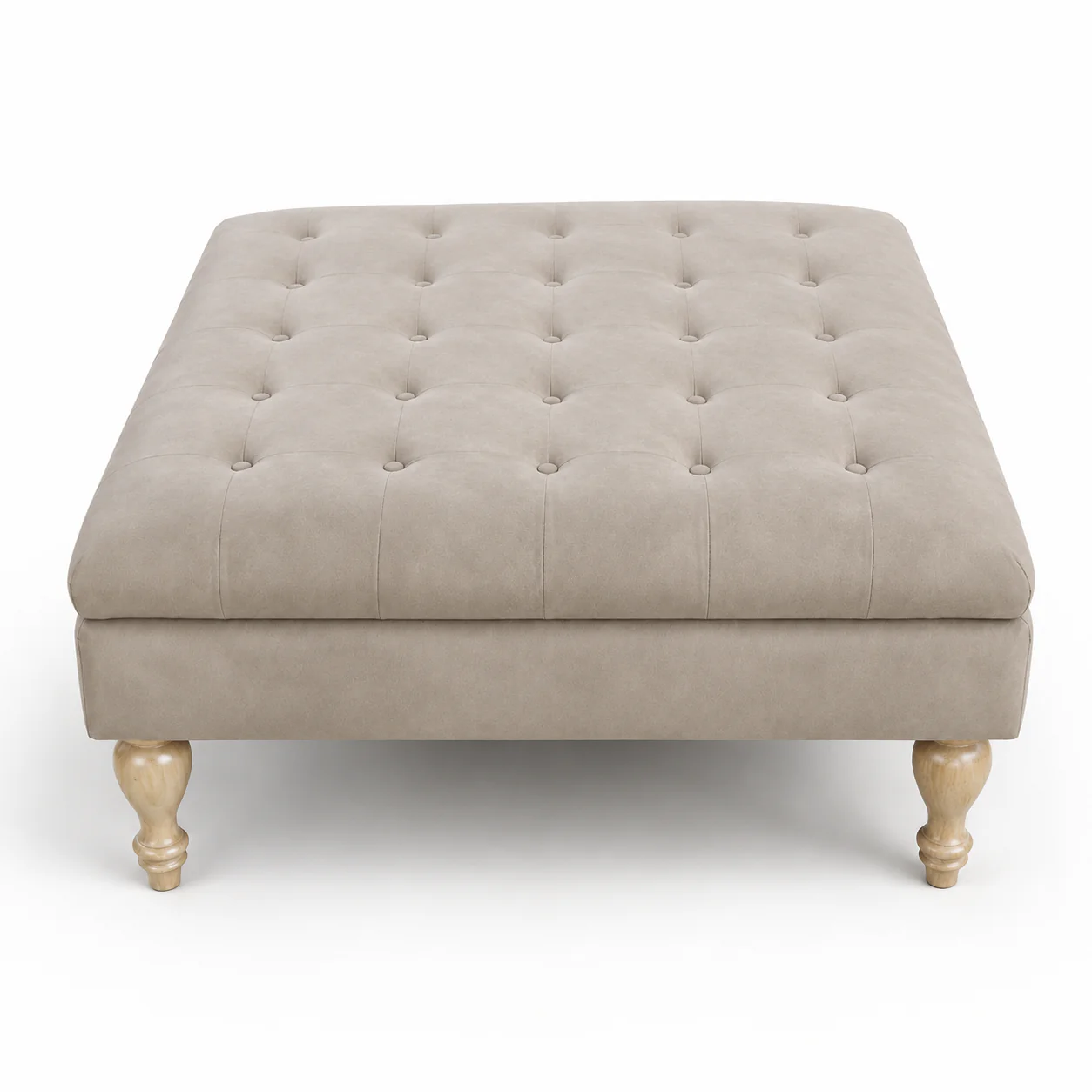 Clover Buttoned Ottoman Coffee Table | Vintage Tan - Image 3