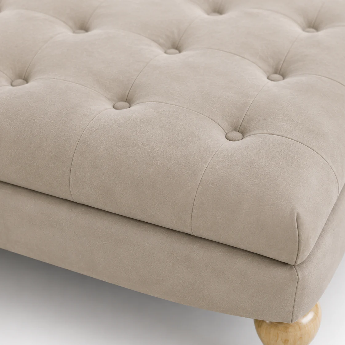 Clover Buttoned Ottoman Coffee Table | Vintage Tan - Image 4