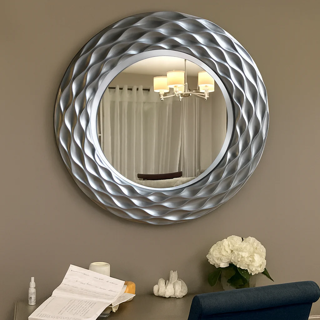 Coastal Circular Mirror | Antique Silver