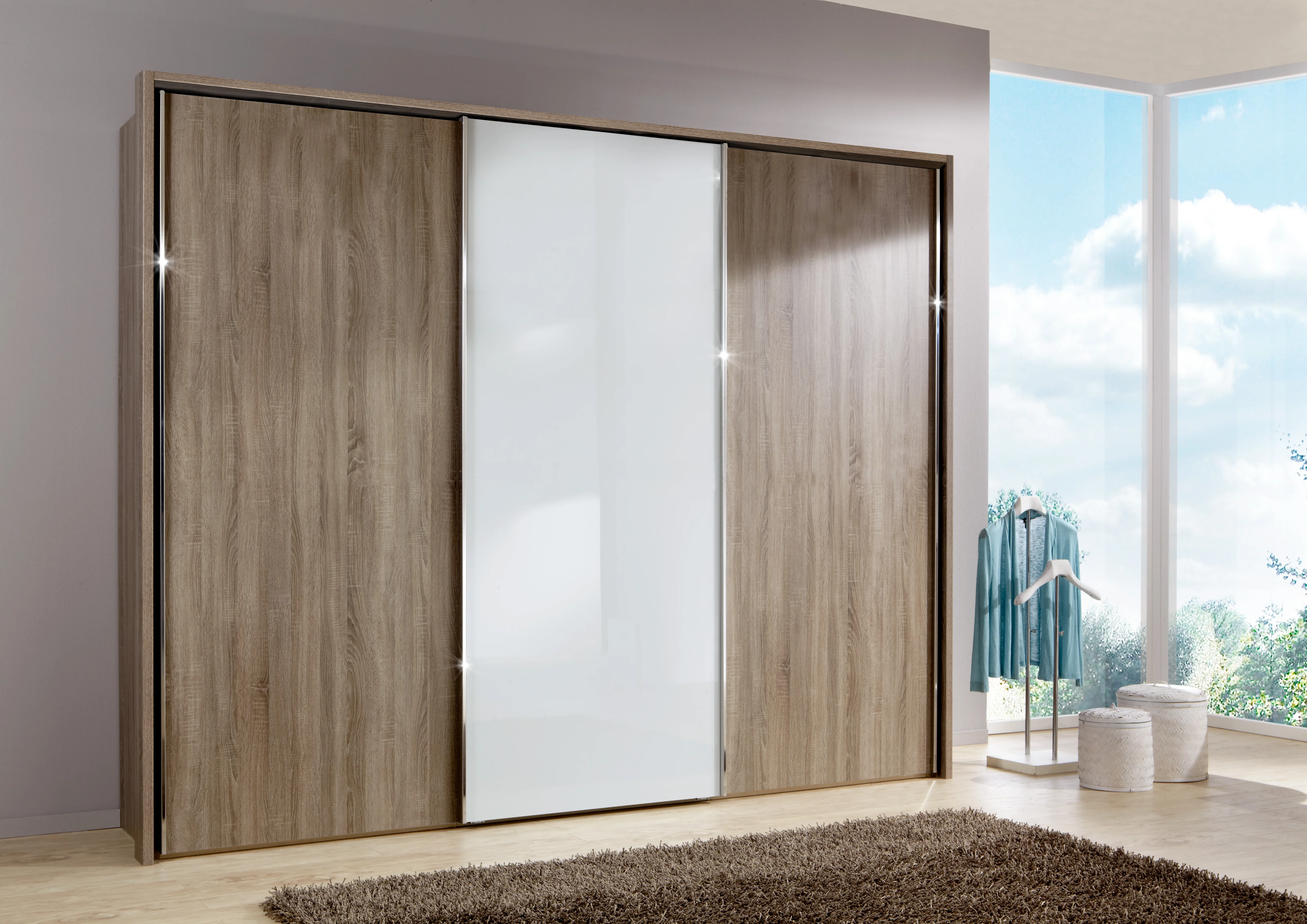 Miami Plus Wiemann 2 Door Sliding Wardrobe With Glass Door 150cm