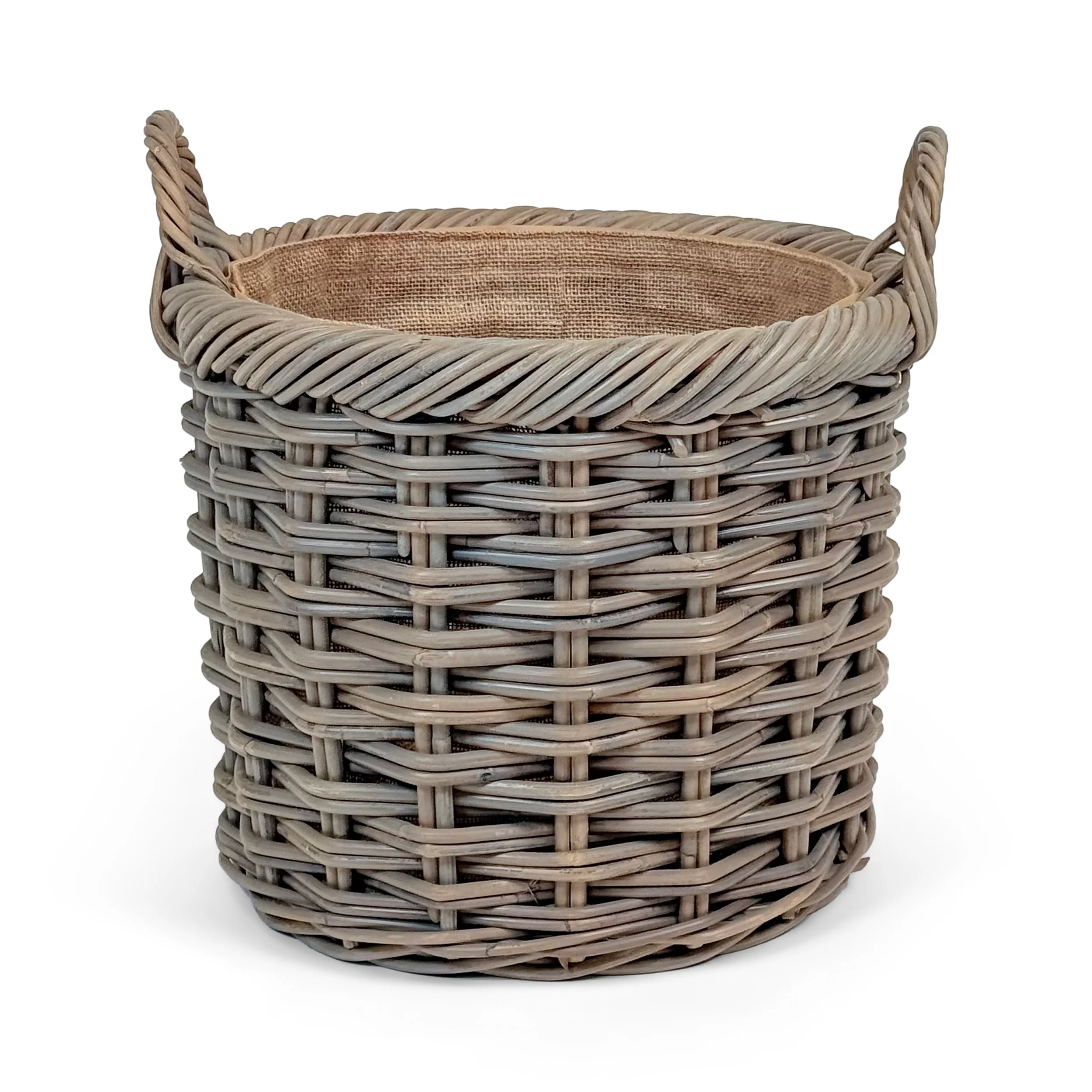 Double Weave Rattan Round Log Basket | Medium - Image 2
