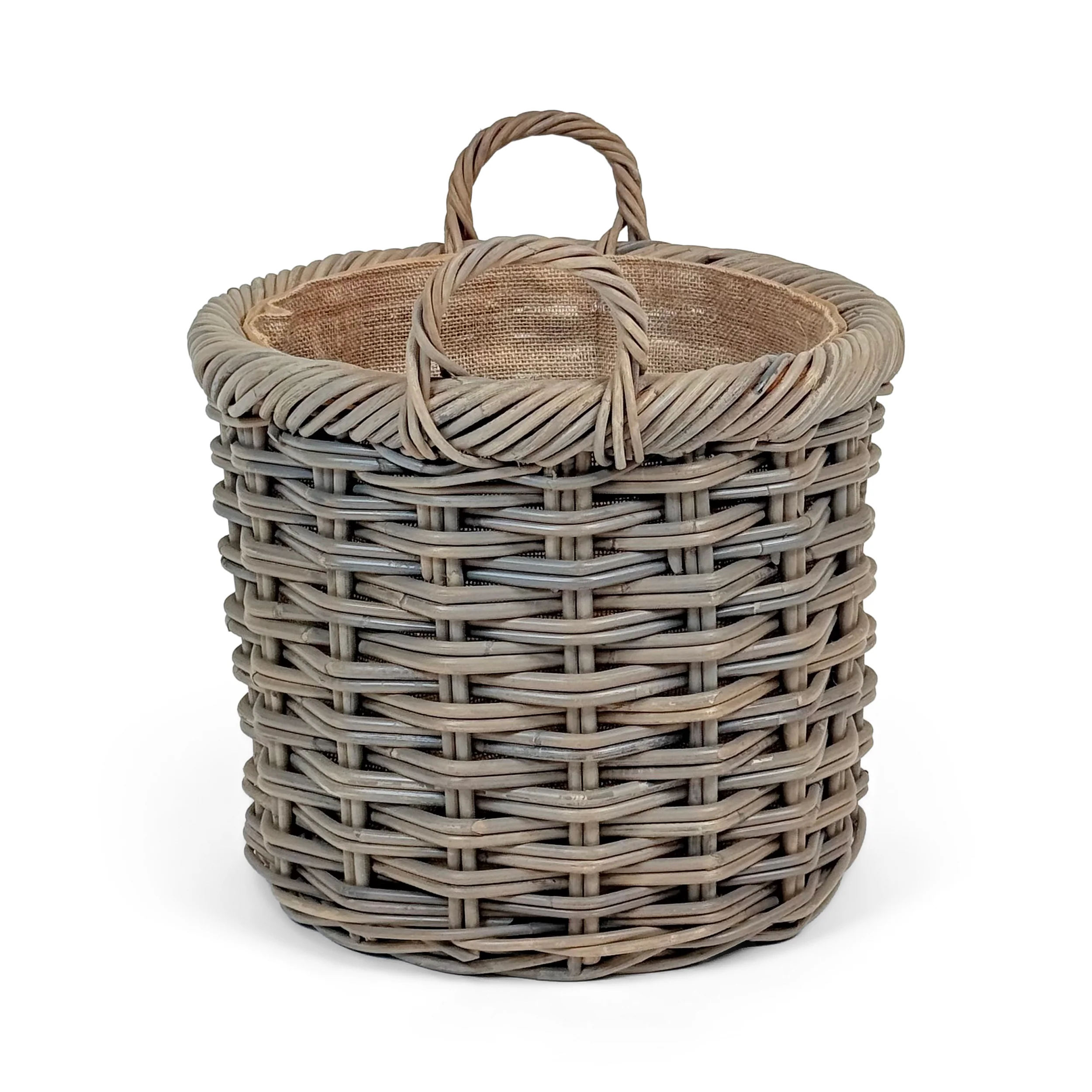 Double Weave Rattan Round Log Basket | Medium - Image 3