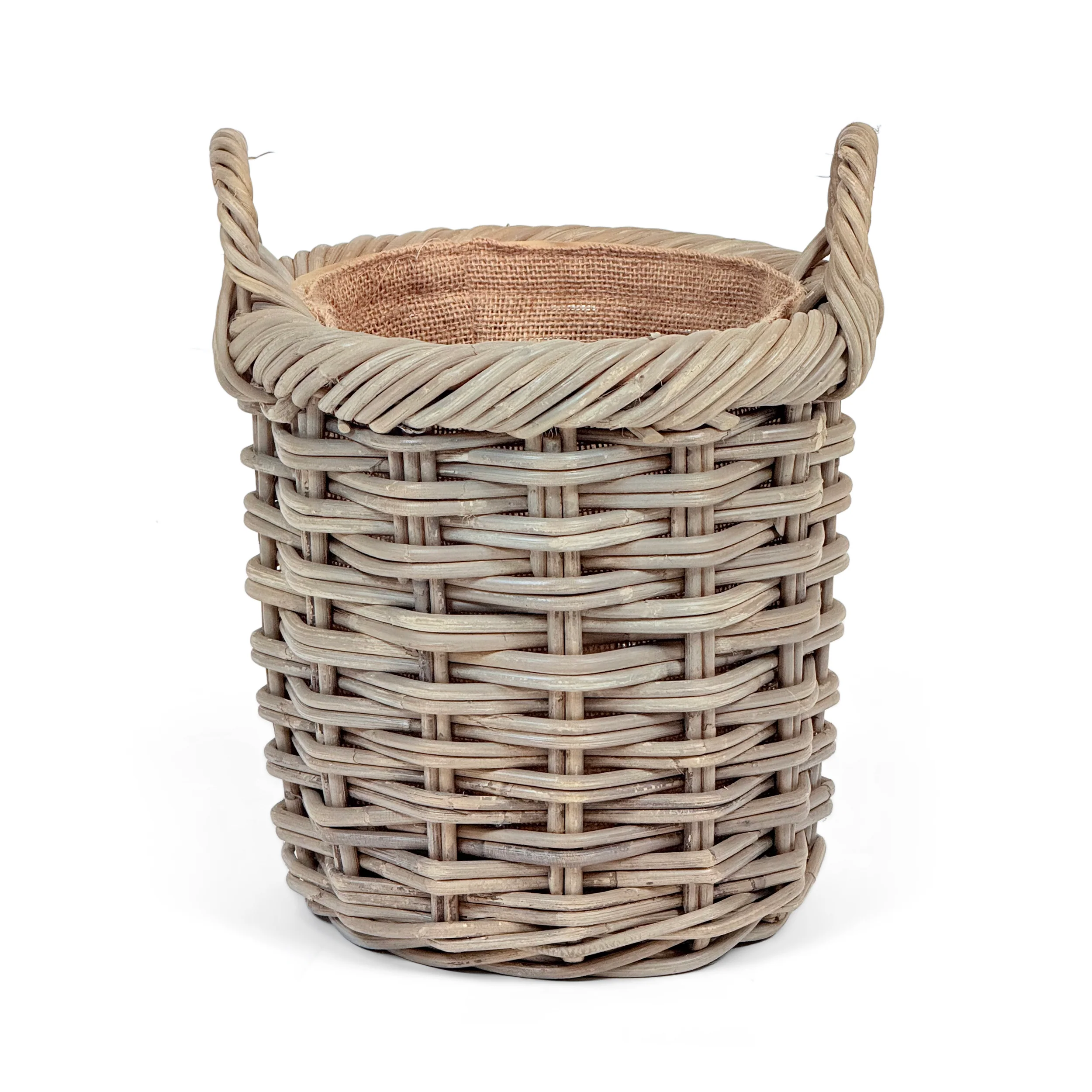 Double Weave Rattan Round Log Basket | Small - Image 2