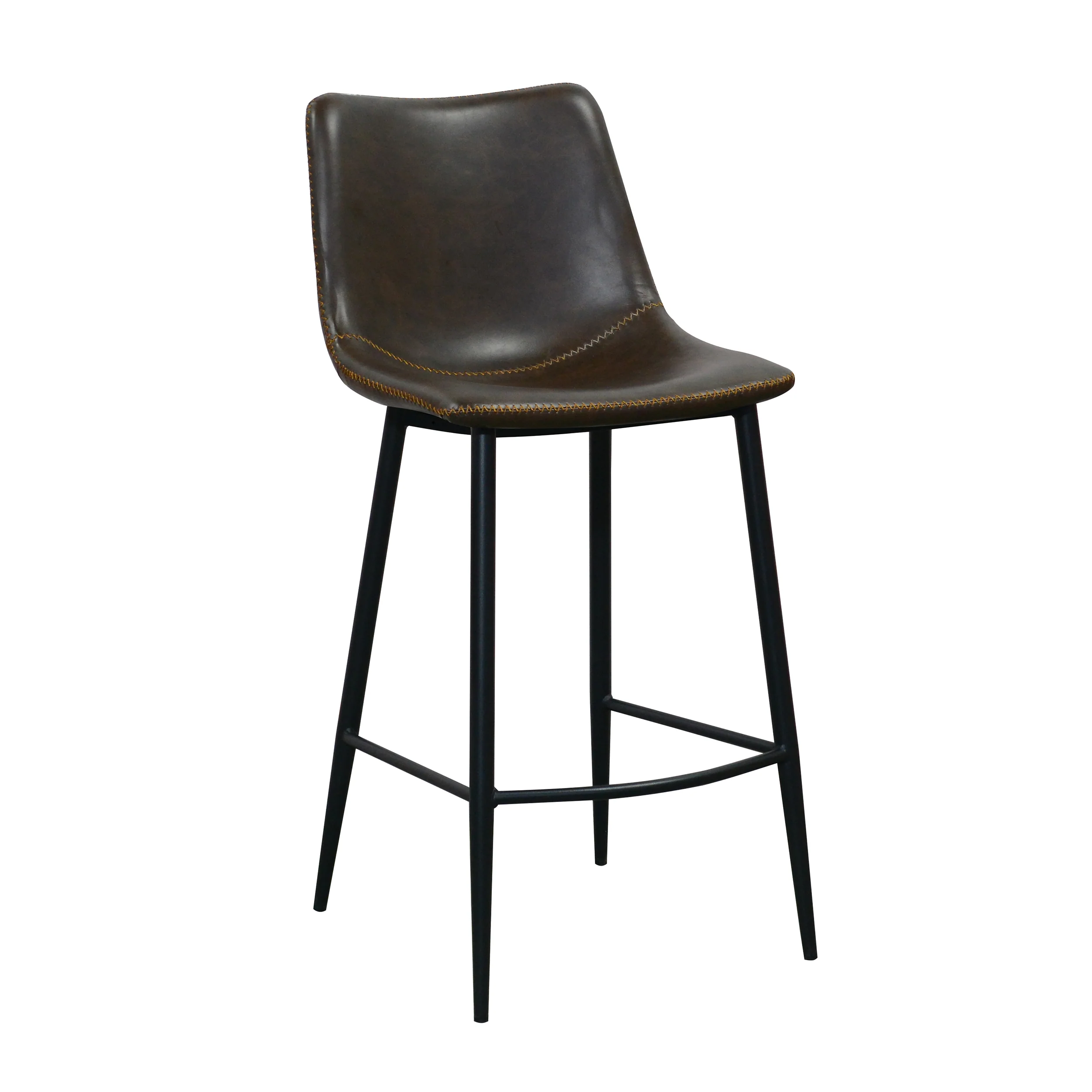 Edward Faux Leather Bar Stool | Dark Brown - Image 3