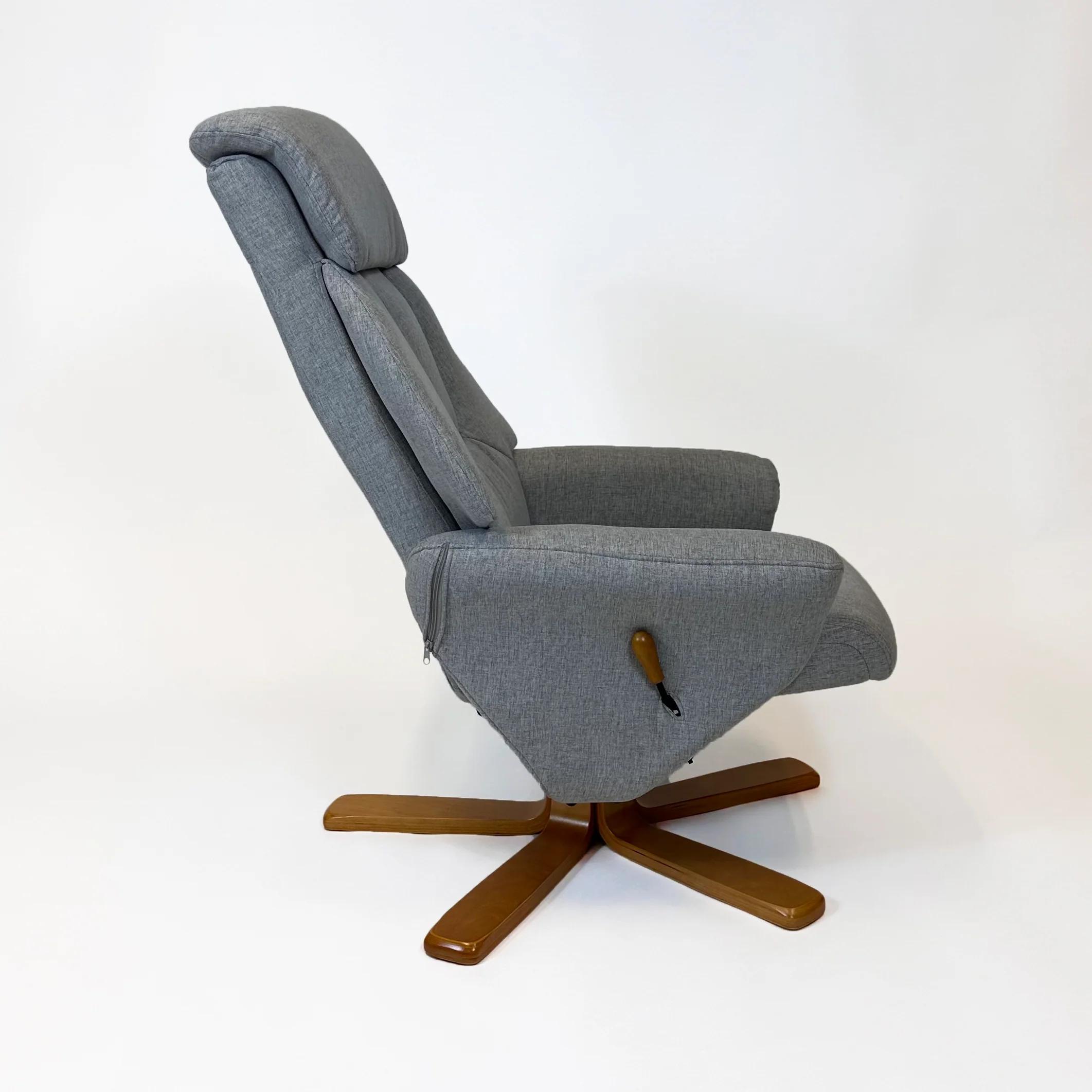 Florida Swivel Recliner & Footstool | Light Grey - Image 3