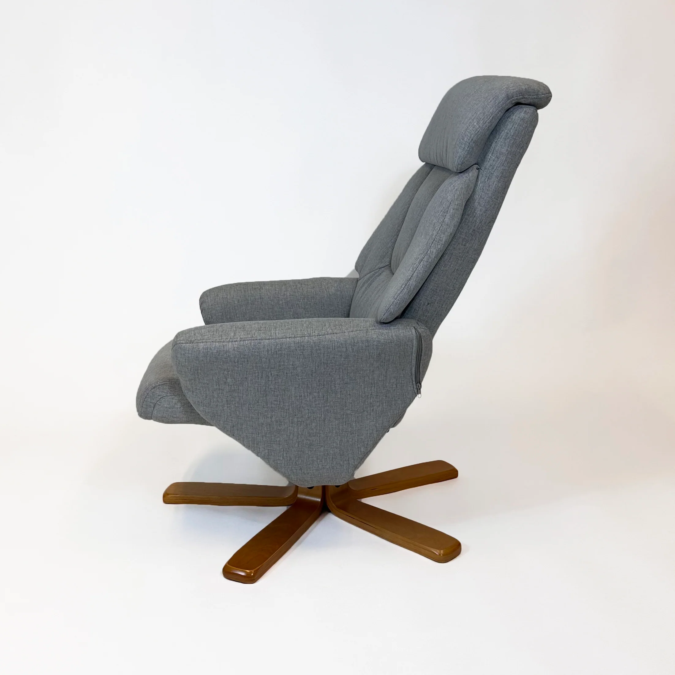Florida Swivel Recliner & Footstool | Light Grey - Image 5
