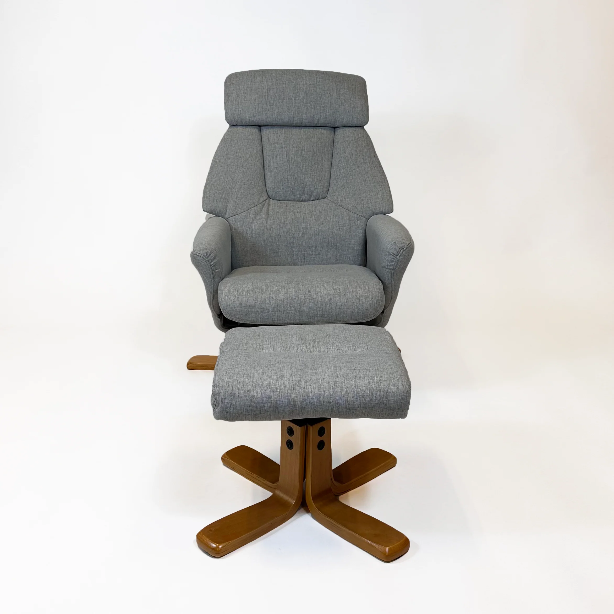 Florida Swivel Recliner & Footstool | Light Grey - Image 6