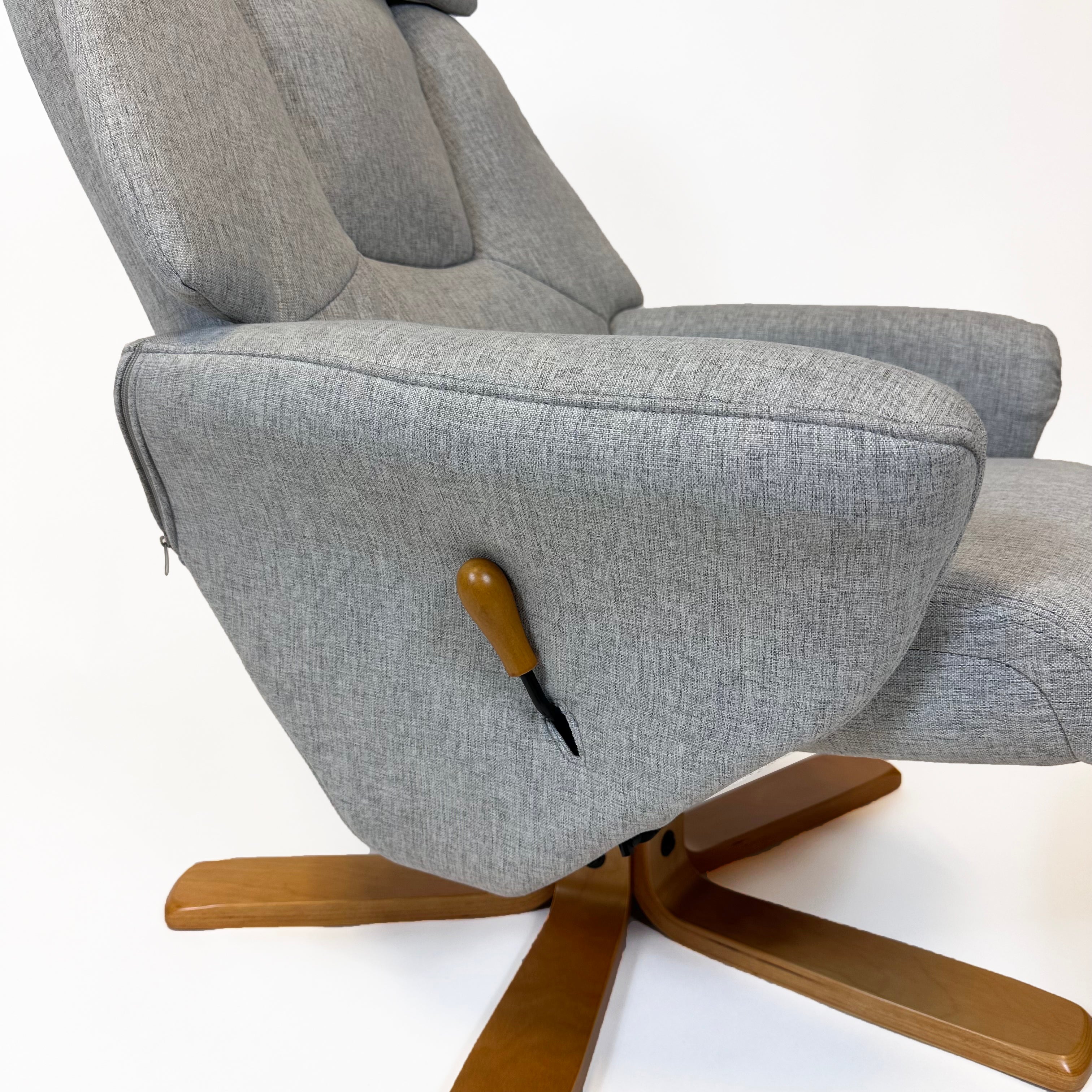 Florida Swivel Recliner & Footstool | Light Grey - Image 8