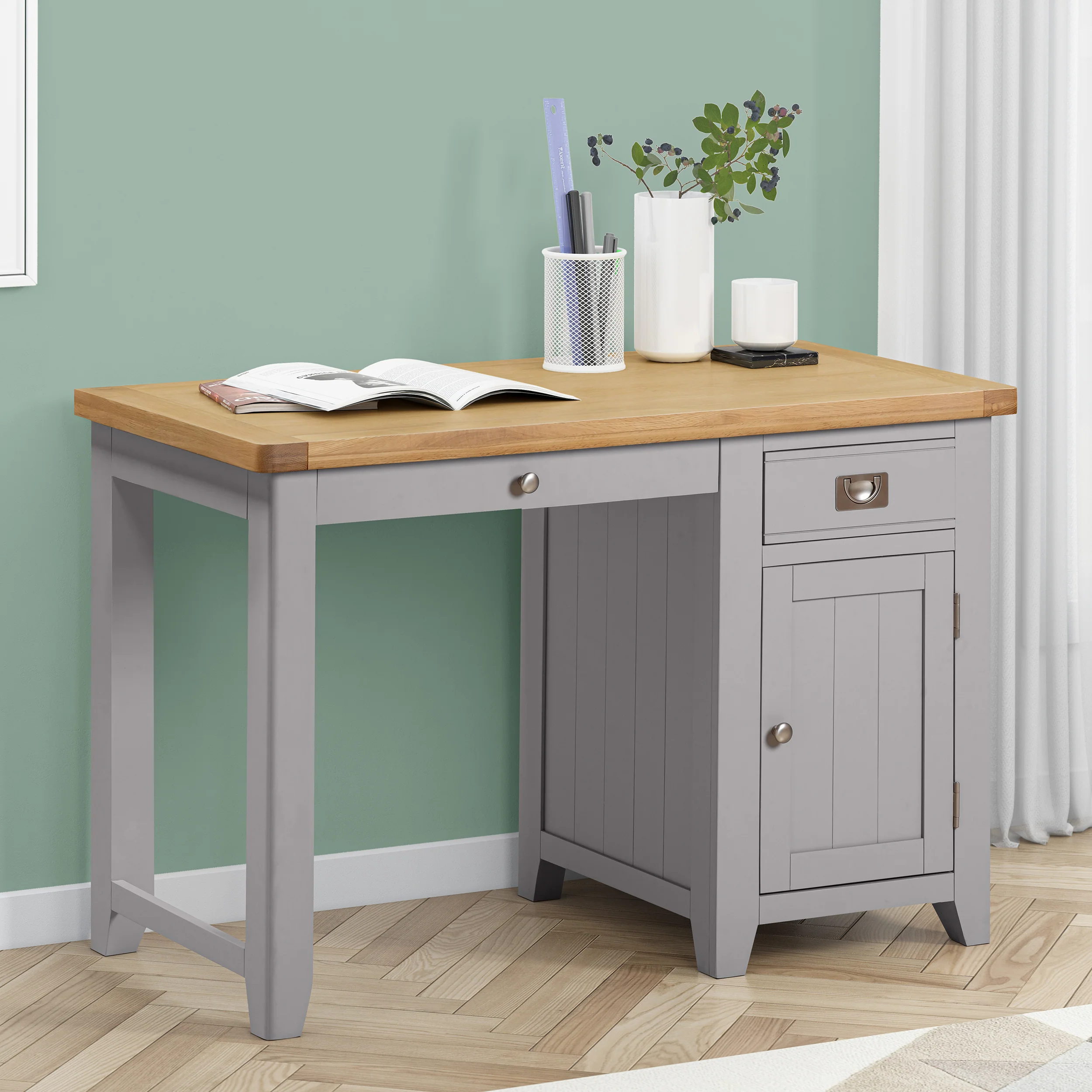 Gloucester Grey Single Pedestal Desk
