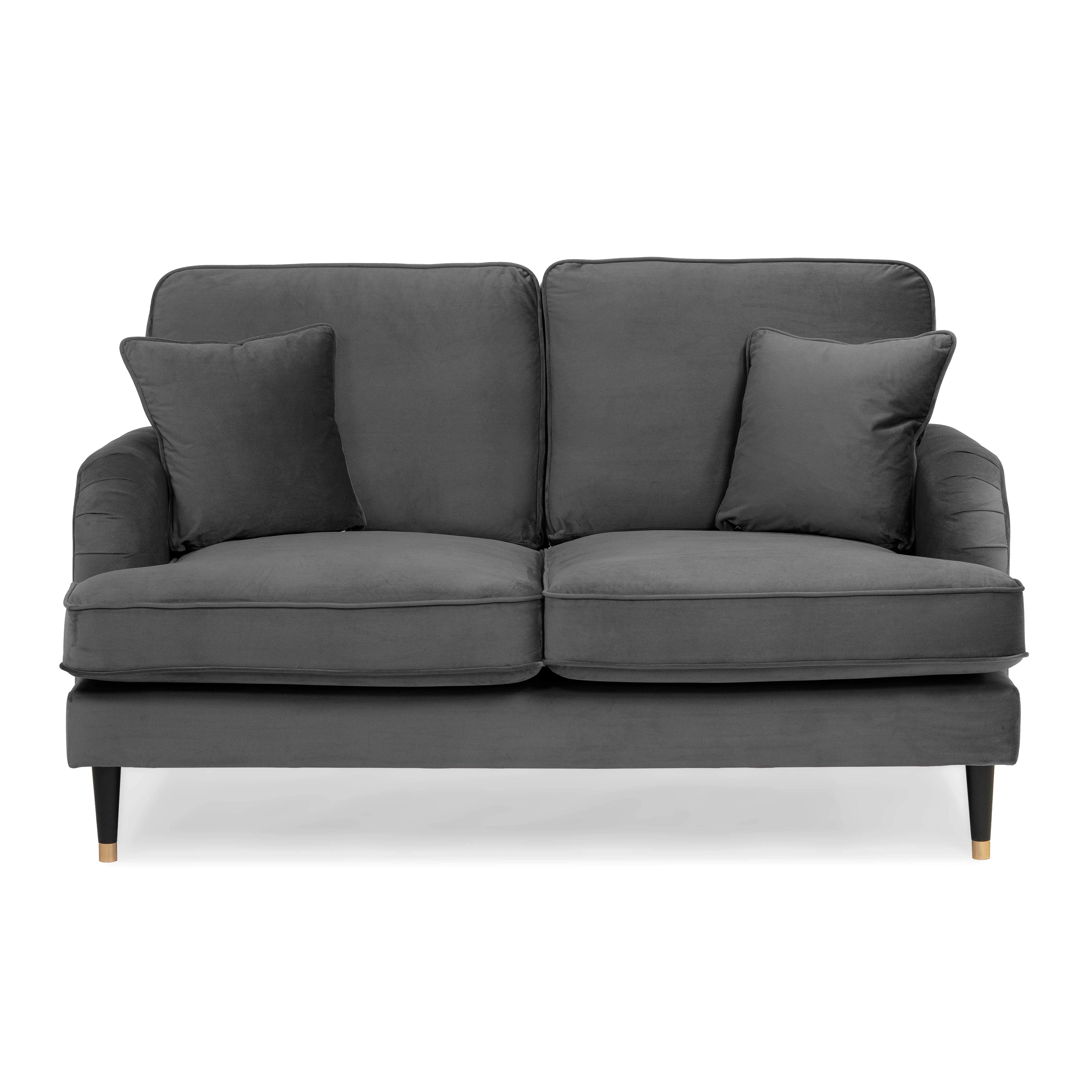 Grange Velvet Charcoal Grey 2 Seater Sofa - Image 3
