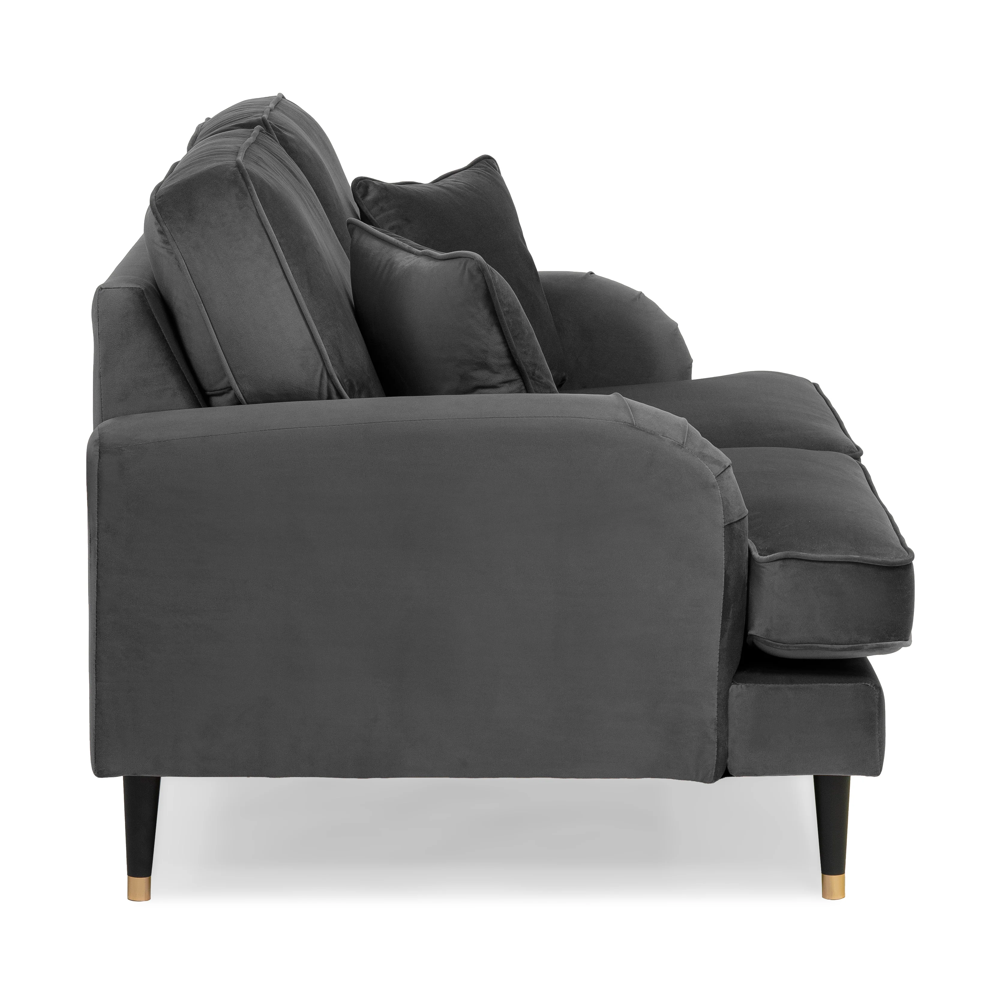 Grange Velvet Charcoal Grey 2 Seater Sofa - Image 5