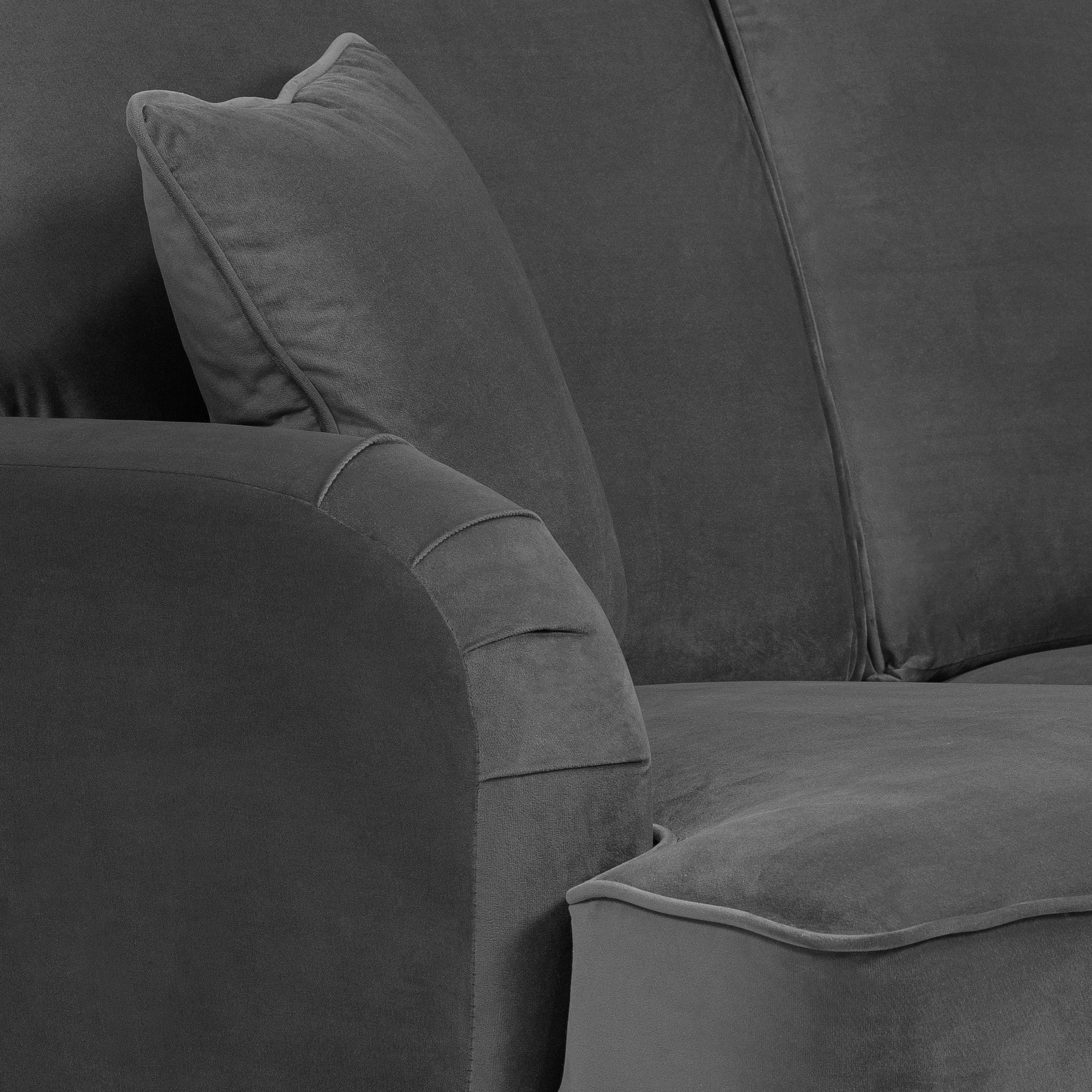 Grange Velvet Charcoal Grey 2 Seater Sofa - Image 6
