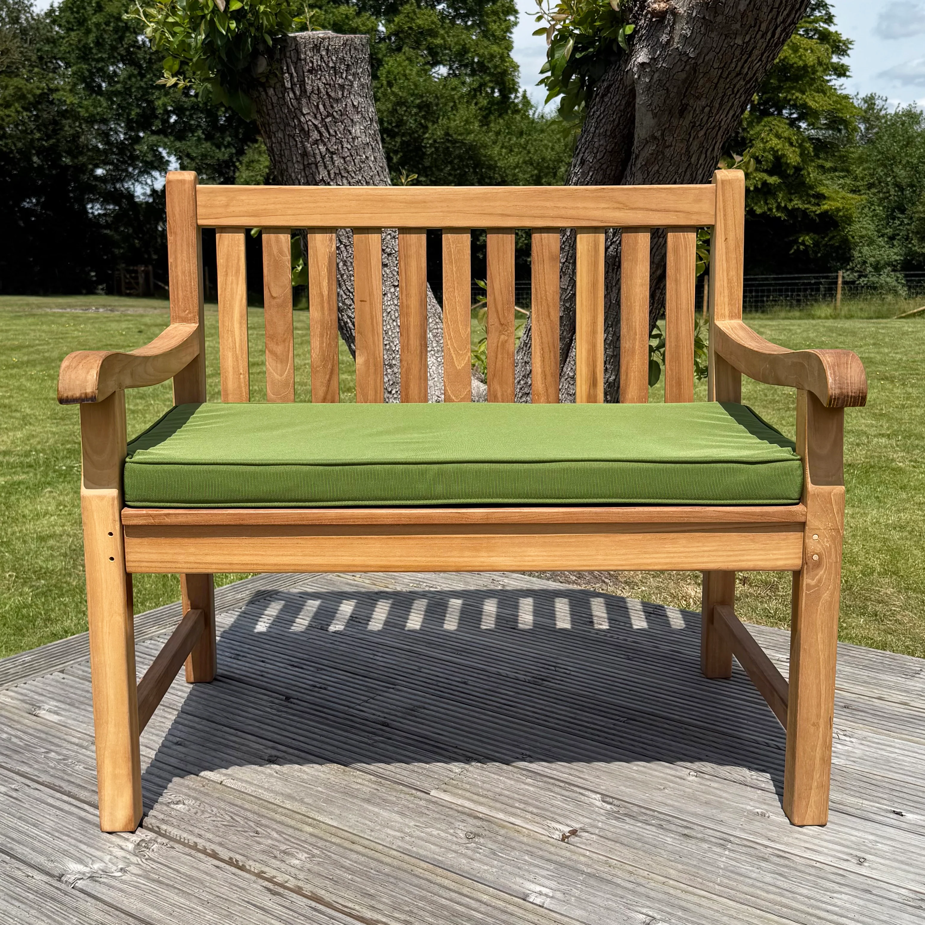 Hamilton Small Teak Classic Garden Bench With Cushion - Image 2