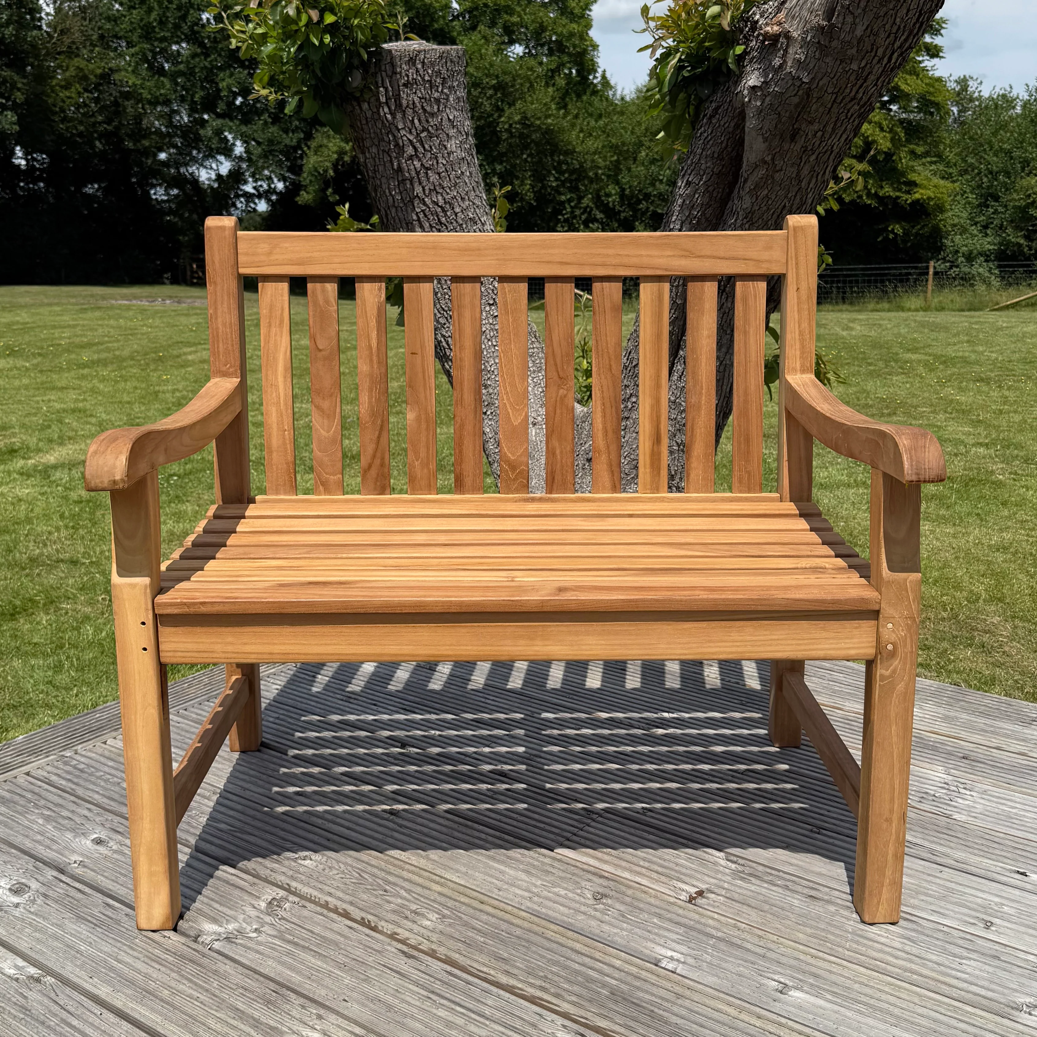 Hamilton Small Teak Classic Garden Bench With Cushion - Image 4