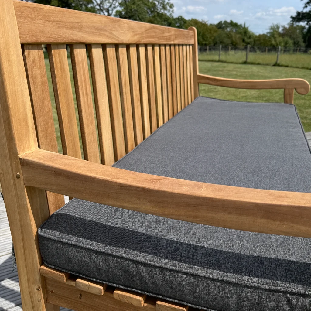 Hampton Large Teak Classic Garden Bench With Cushion - Image 5