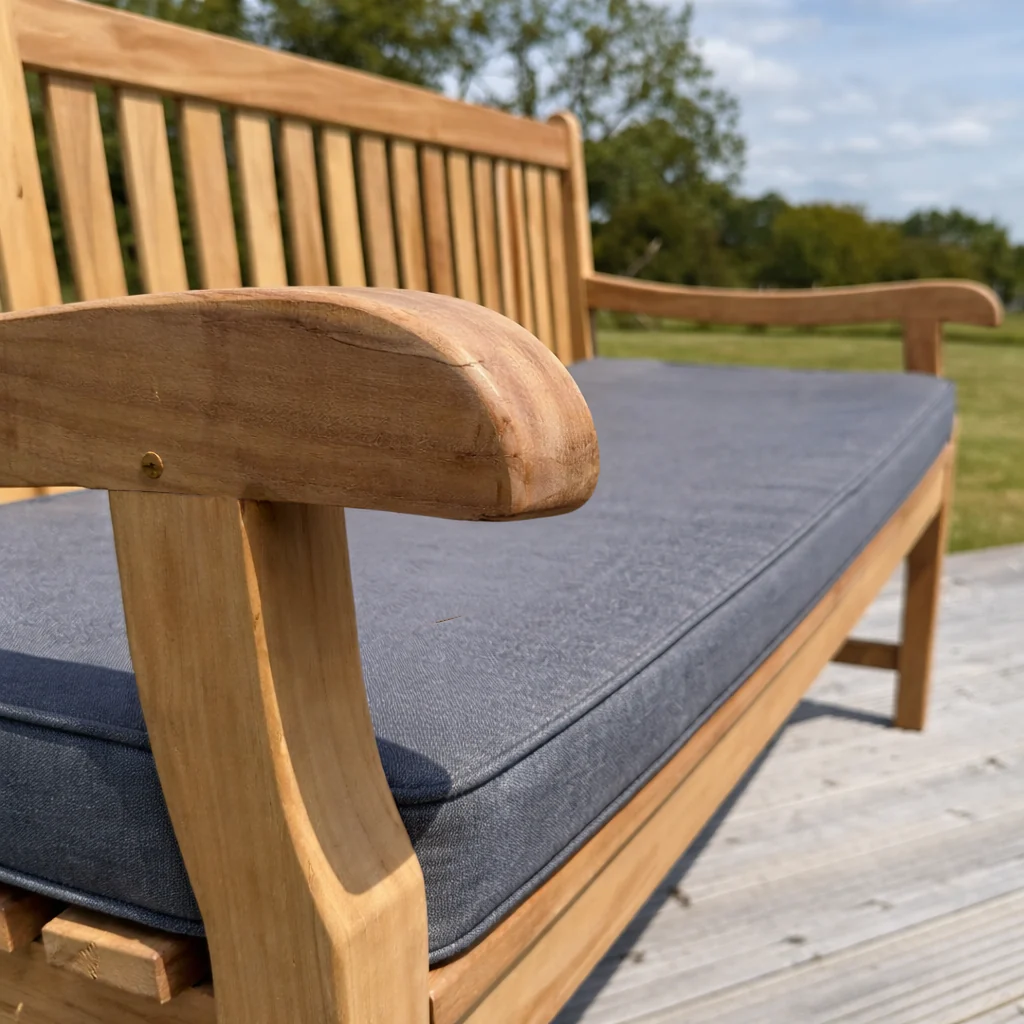 Hampton Large Teak Classic Garden Bench With Cushion - Image 6