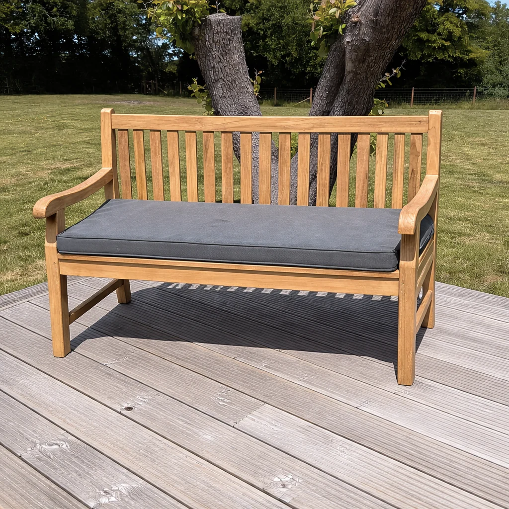 Hampton Medium Teak Classic Garden Bench With Cushion - Image 3