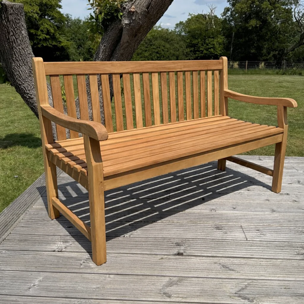 Hampton Medium Teak Classic Garden Bench With Cushion - Image 4