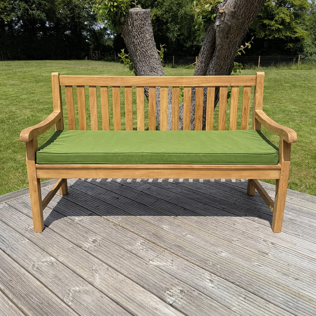 Hampton Medium Teak Classic Garden Bench With Cushion - Image 2