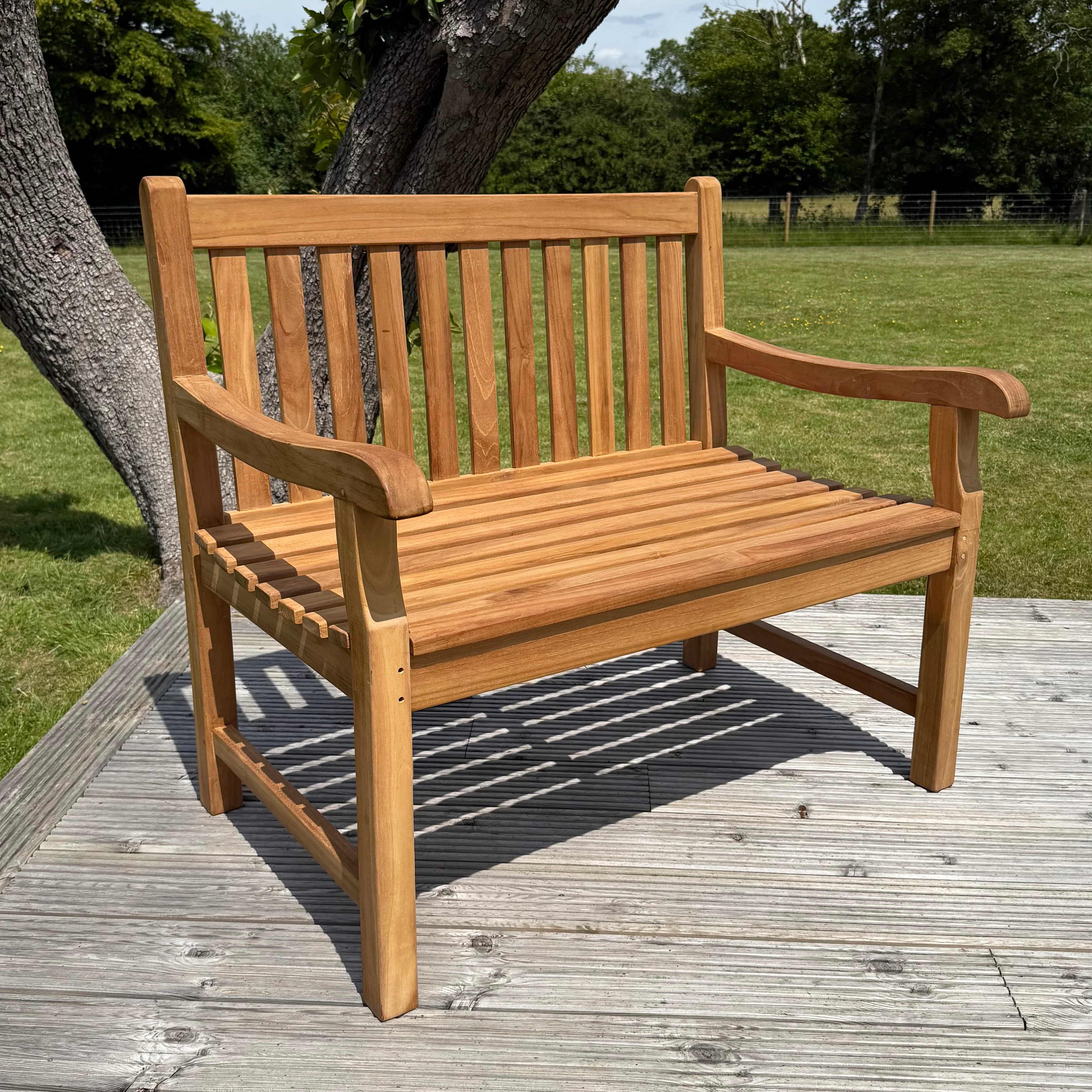 Hampton Small Teak Classic Garden Bench With Cushion - Image 4